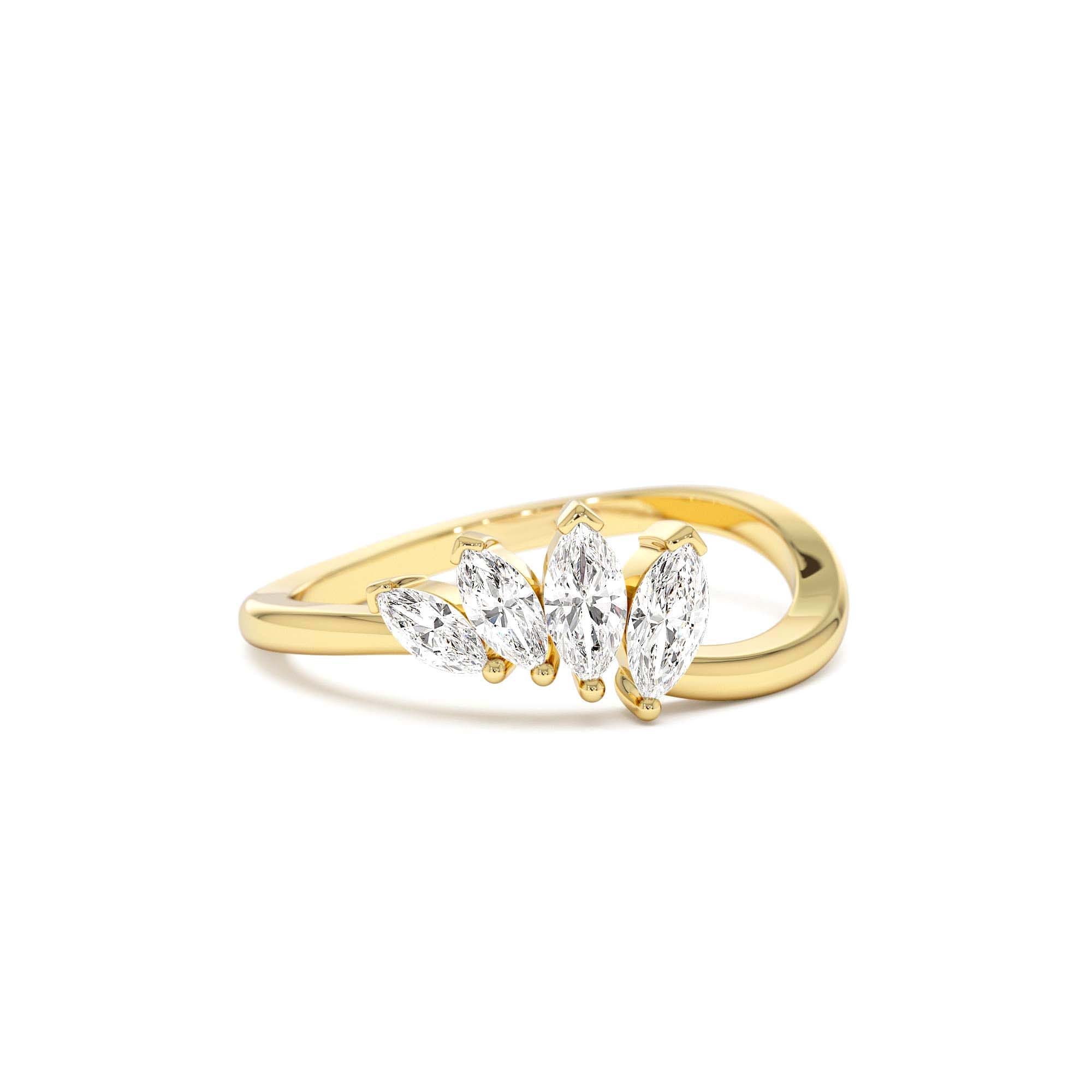 14k Modern Marquise Diamond Cluster Ring by Orlina Fine