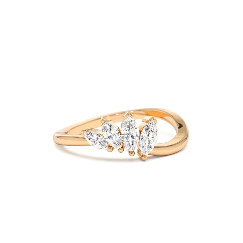14k Modern Marquise Diamond Cluster Ring - view 2