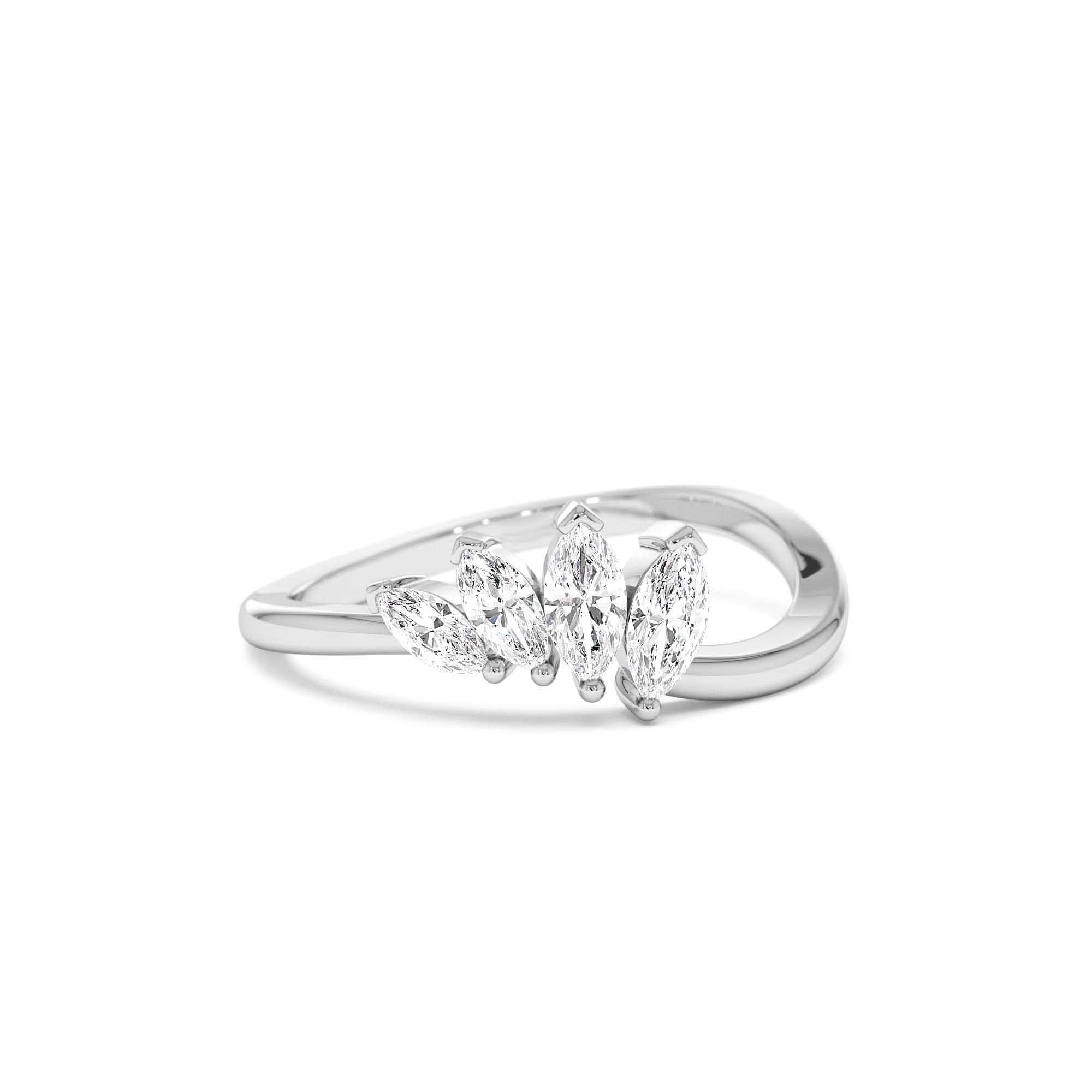14k Modern Marquise Diamond Cluster Ring - view 3