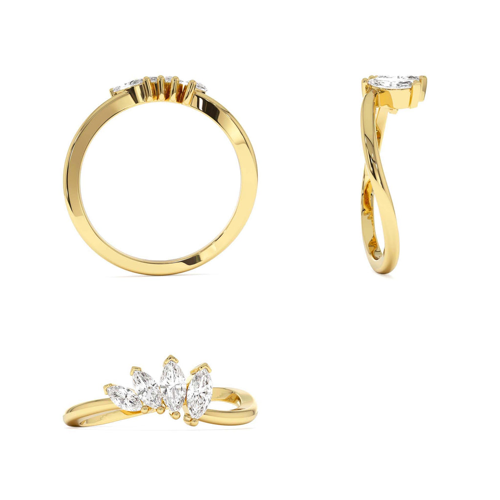 14k Modern Marquise Diamond Cluster Ring - view 5