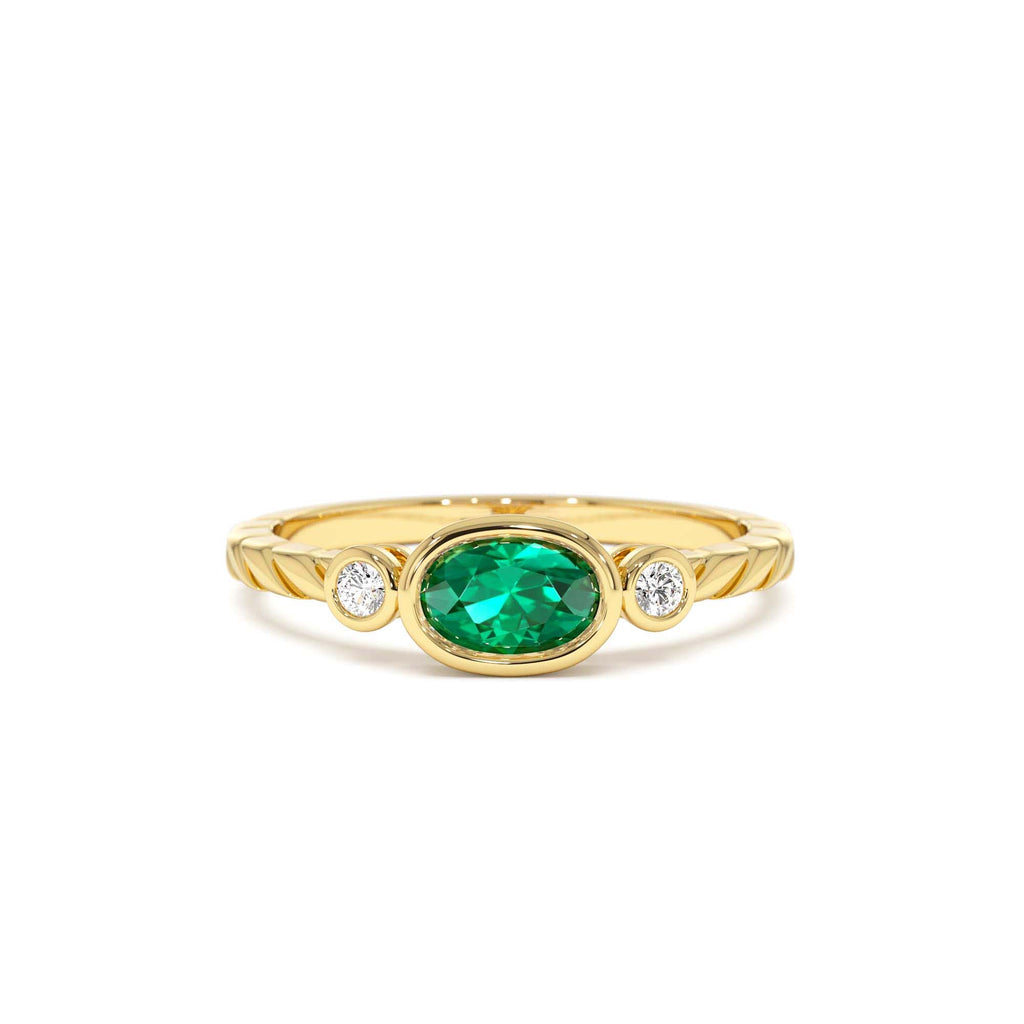 14k Classic Emerald and Diamond Ring by Orlina Fine