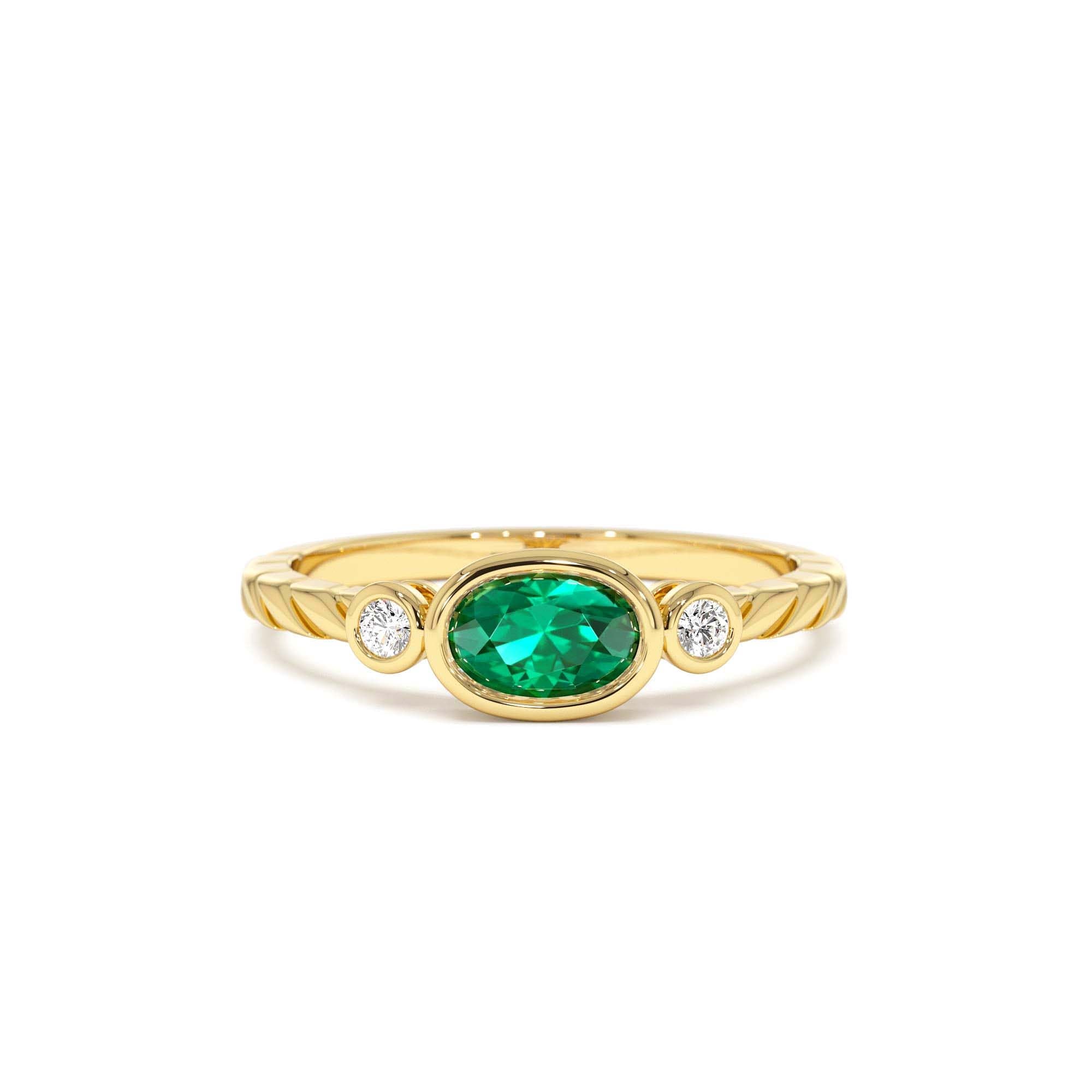 14k Classic Emerald and Diamond Ring by Orlina Fine