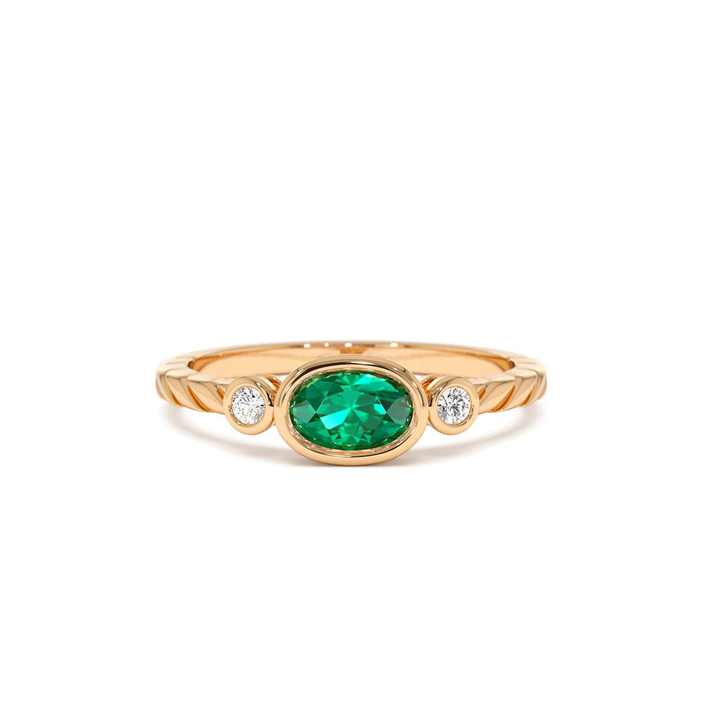 14k Classic Emerald and Diamond Ring - view 2