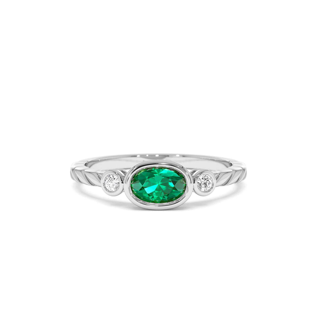 14k Classic Emerald and Diamond Ring - view 3