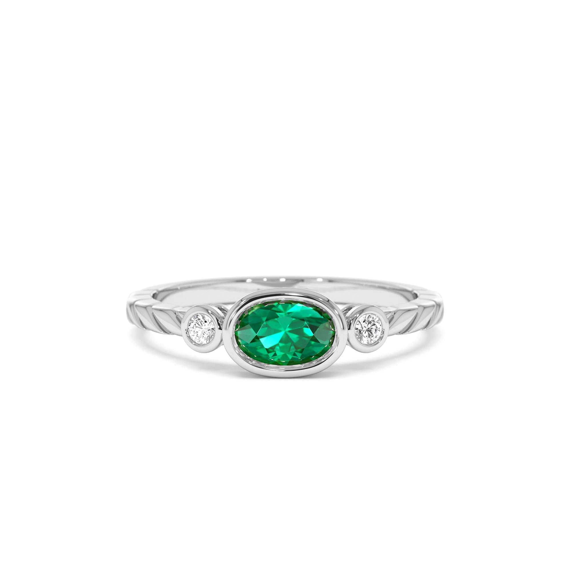 14k Classic Emerald and Diamond Ring - view 3