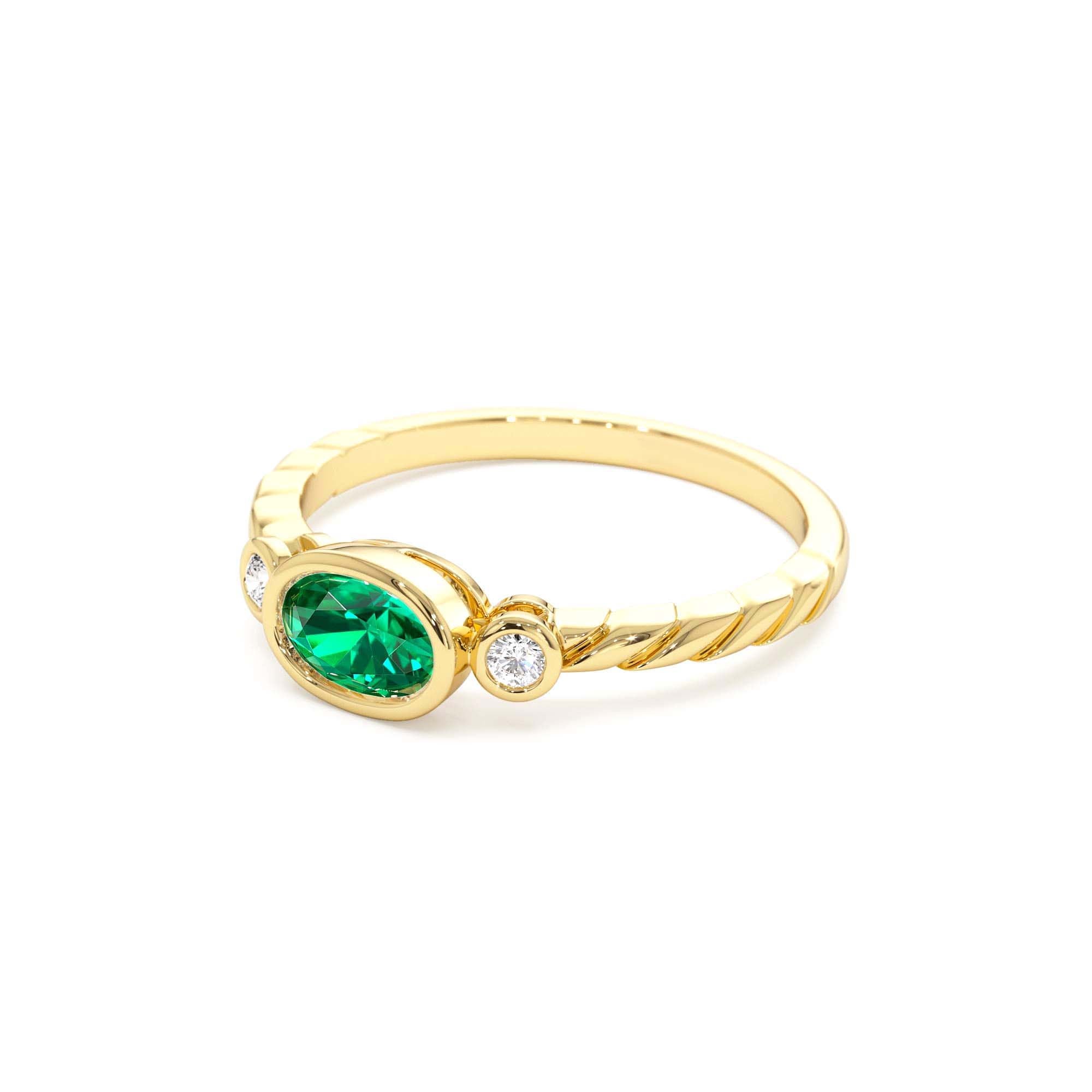 14k Classic Emerald and Diamond Ring - view 4