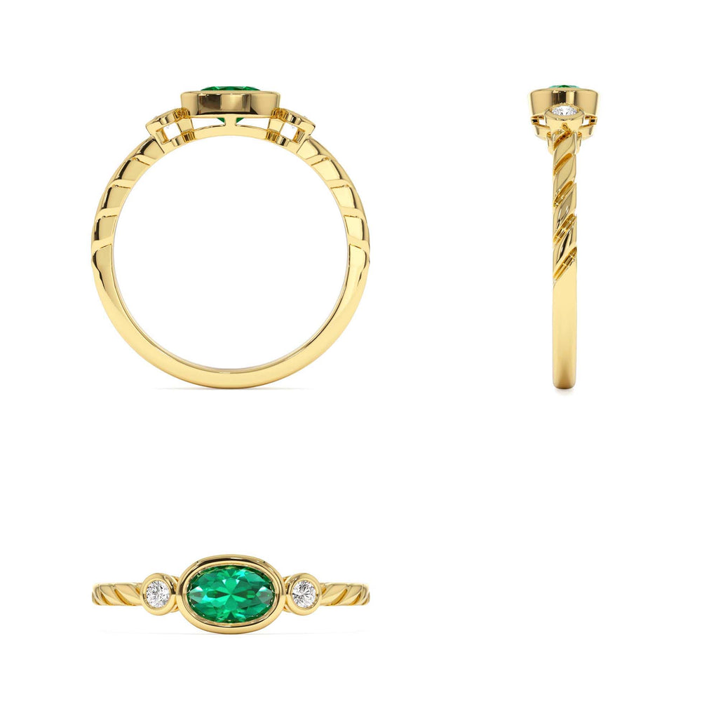 14k Classic Emerald and Diamond Ring - view 5