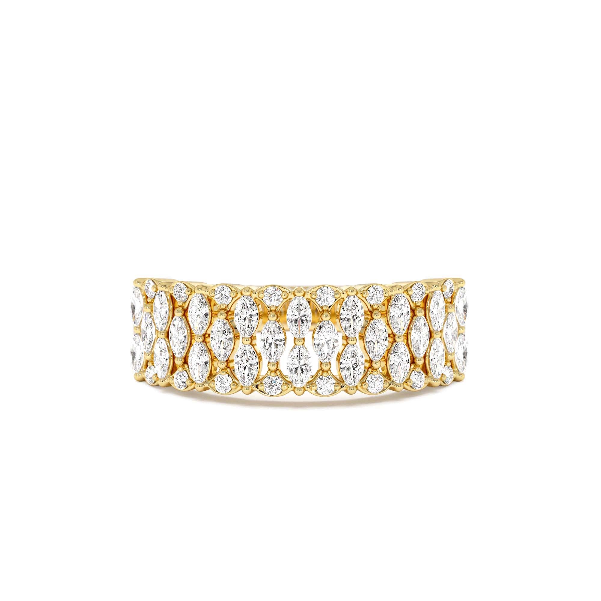14k Multi Row Marquise Diamond Anniversary Ring by Orlina Fine
