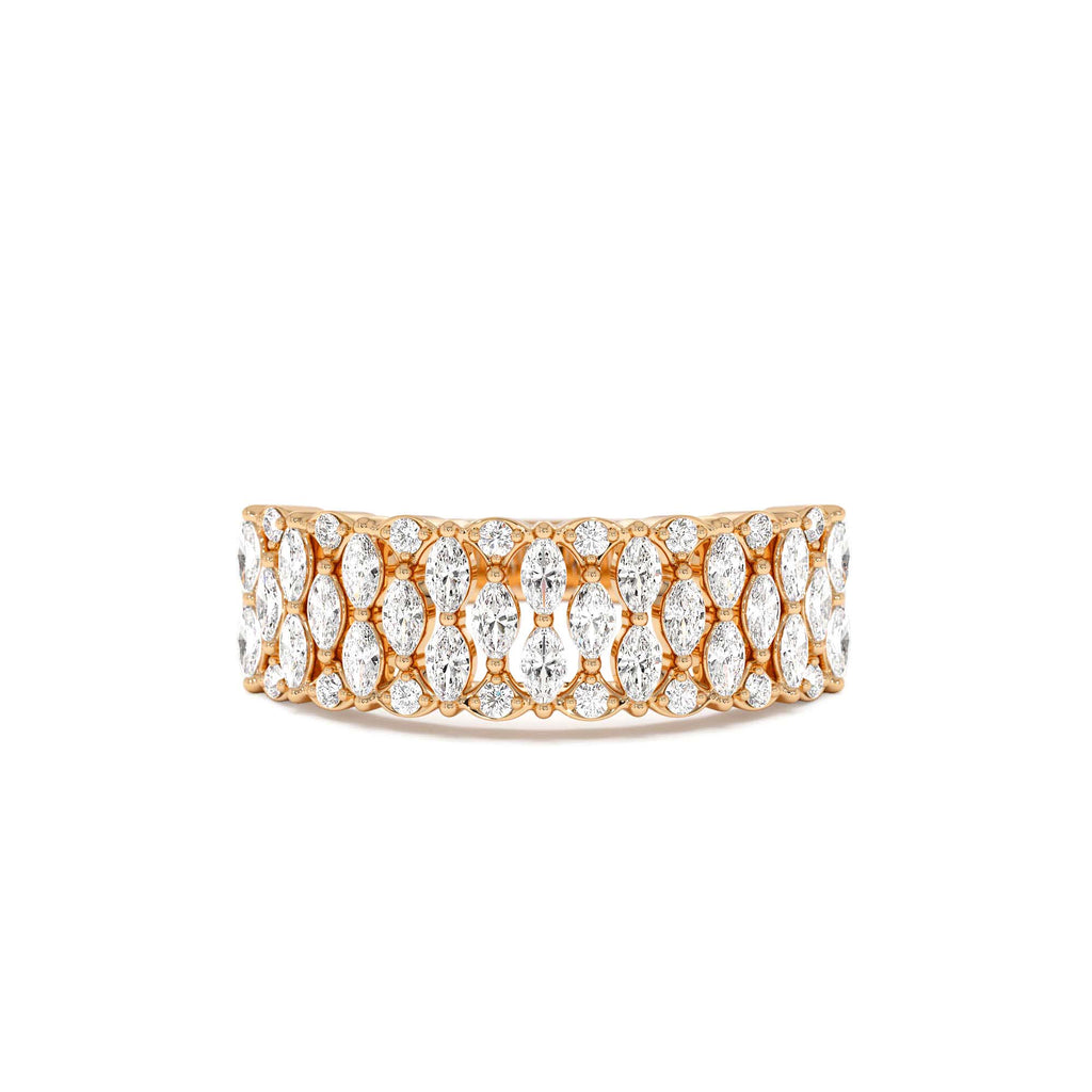 14k Multi Row Marquise Diamond Anniversary Ring - view 2