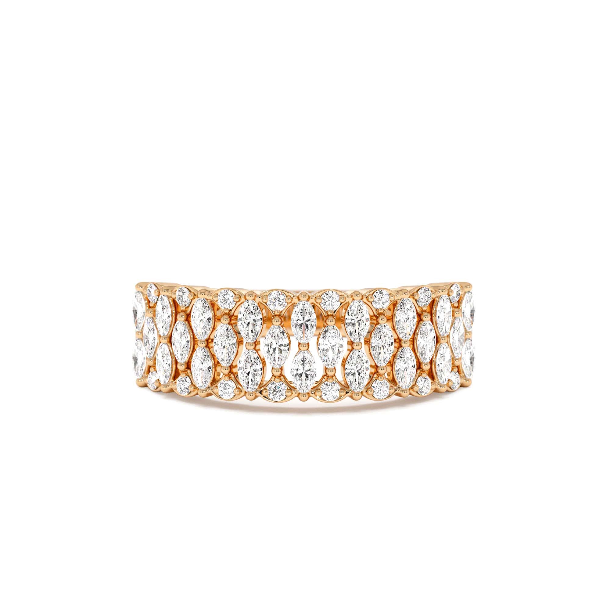 14k Multi Row Marquise Diamond Anniversary Ring - view 2