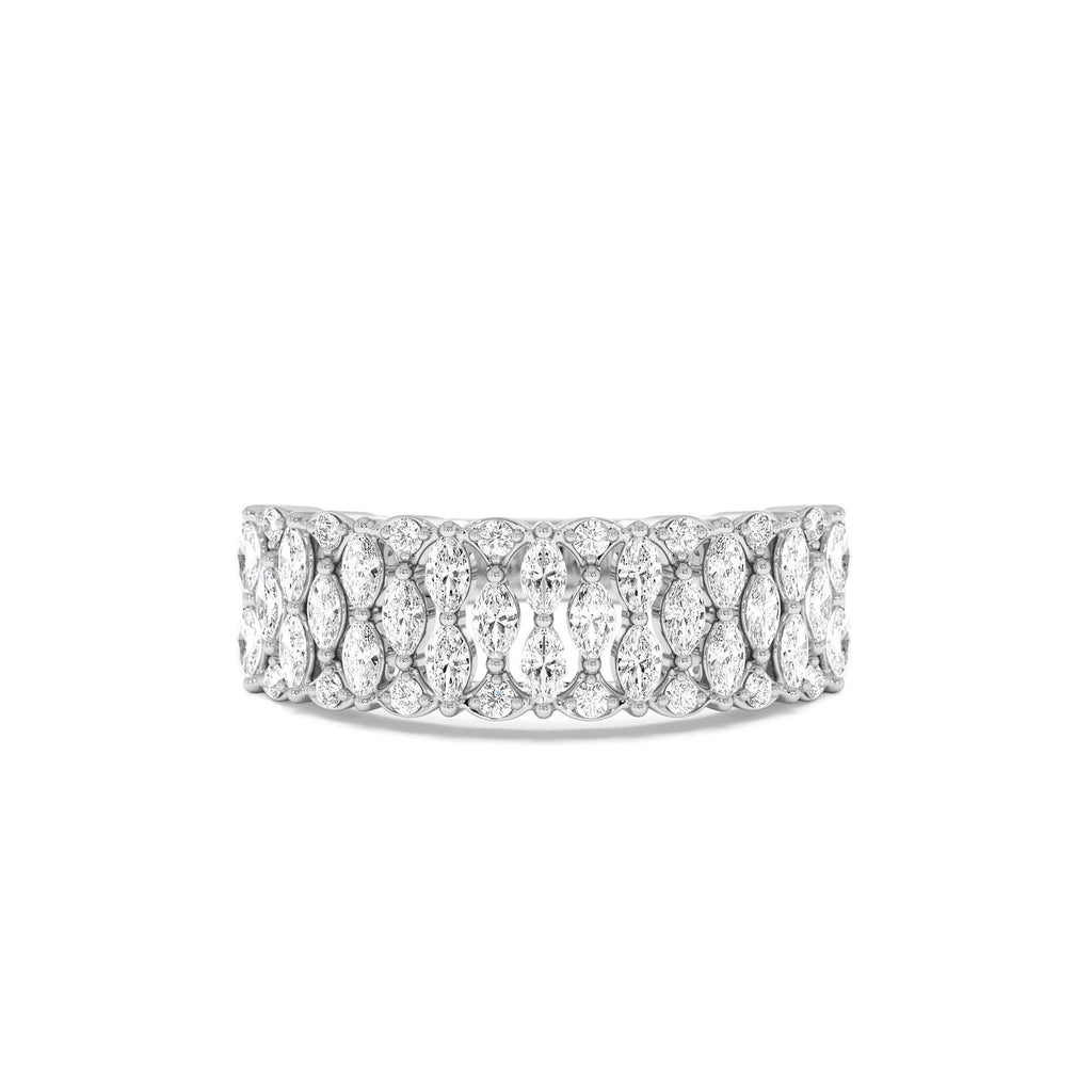 14k Multi Row Marquise Diamond Anniversary Ring - view 3