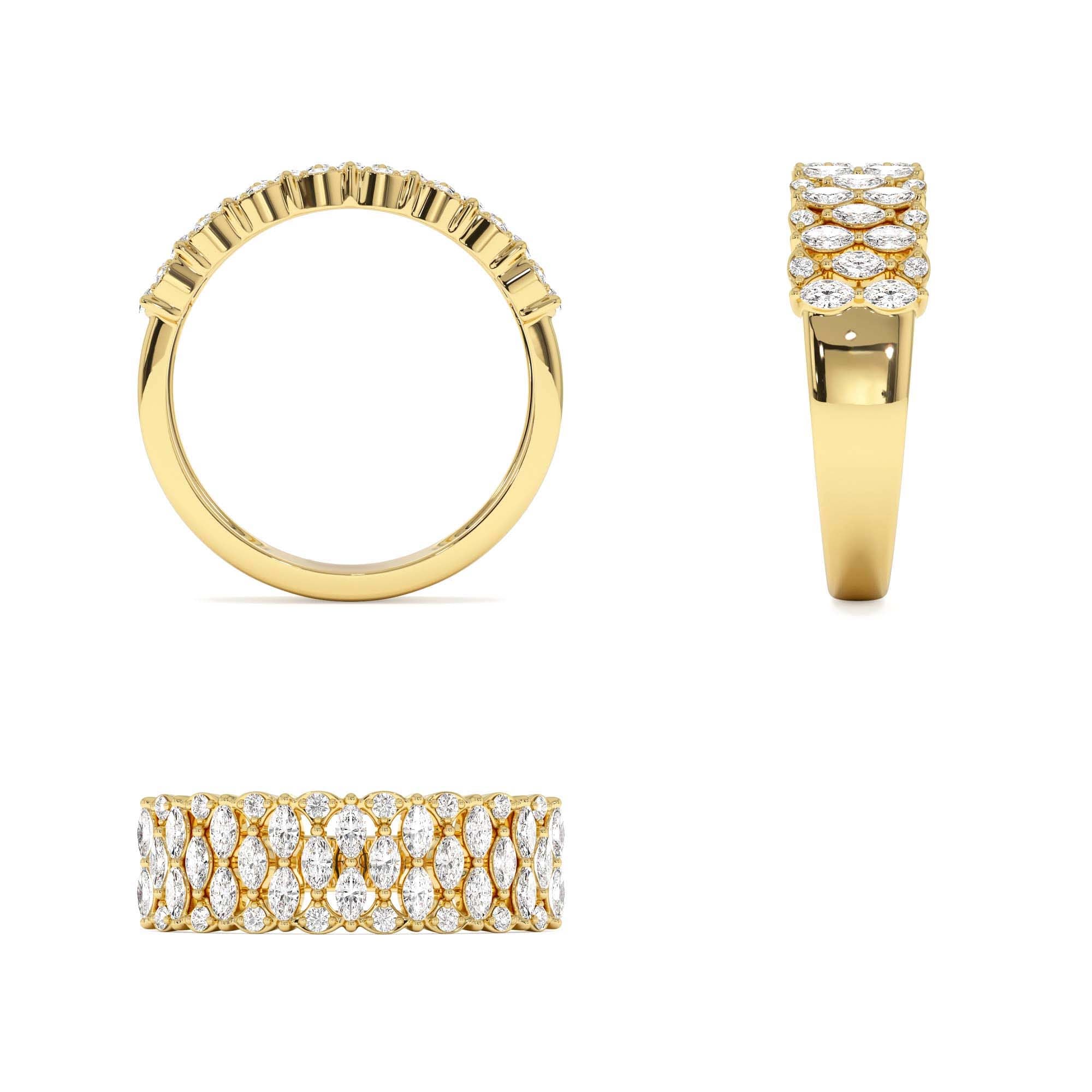 14k Multi Row Marquise Diamond Anniversary Ring - view 5