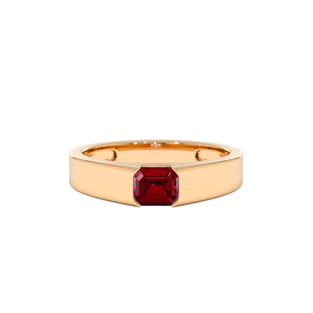 14k Emerald Cut Ruby Solitaire Ring - view 2