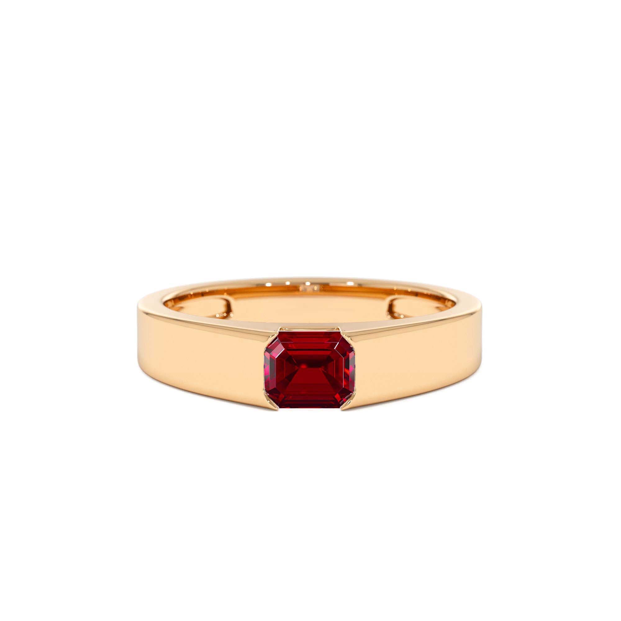 14k Emerald Cut Ruby Solitaire Ring - view 2