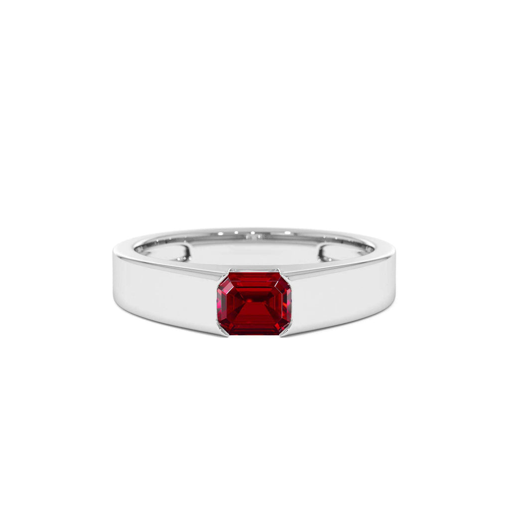 14k Emerald Cut Ruby Solitaire Ring - view 3