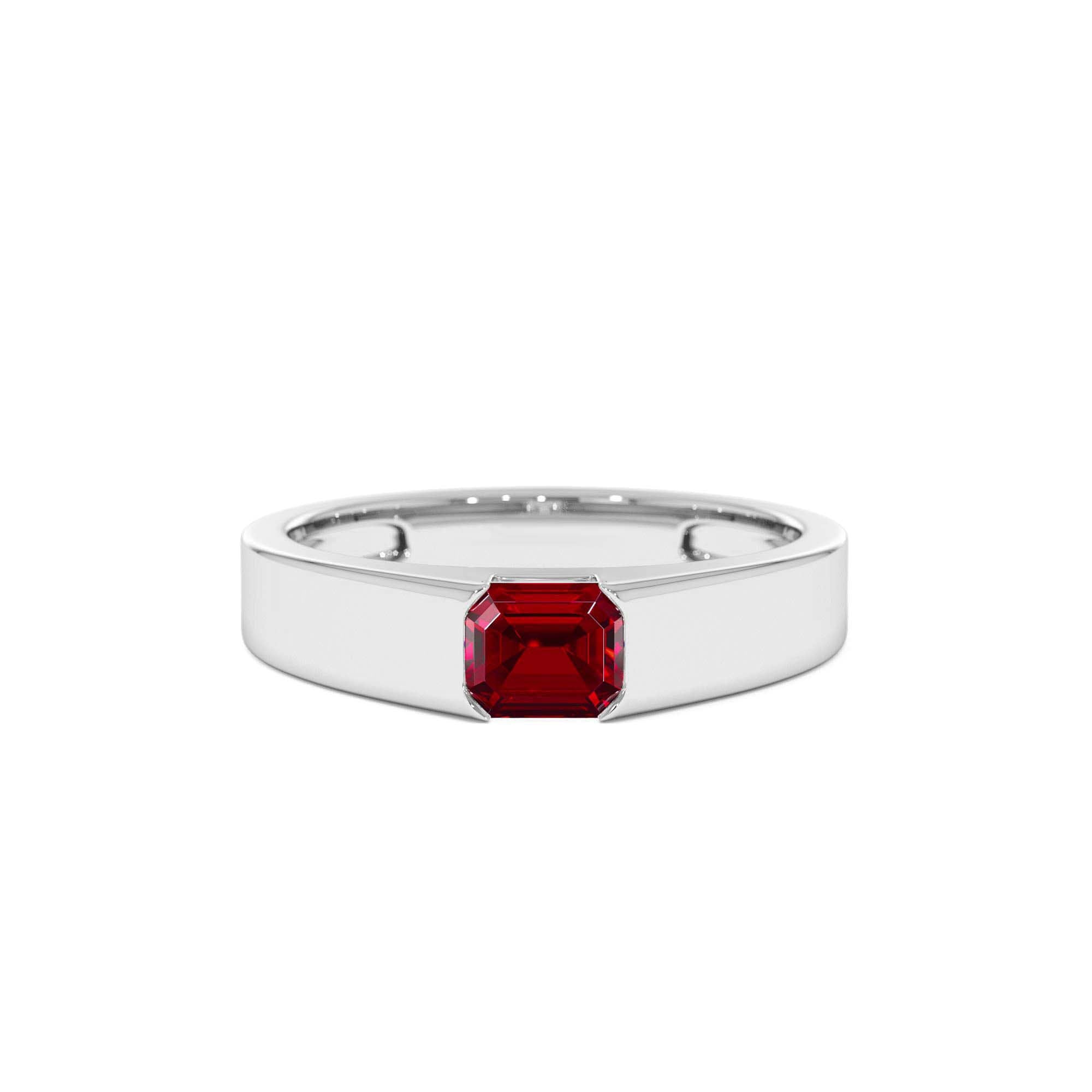 14k Emerald Cut Ruby Solitaire Ring - view 3