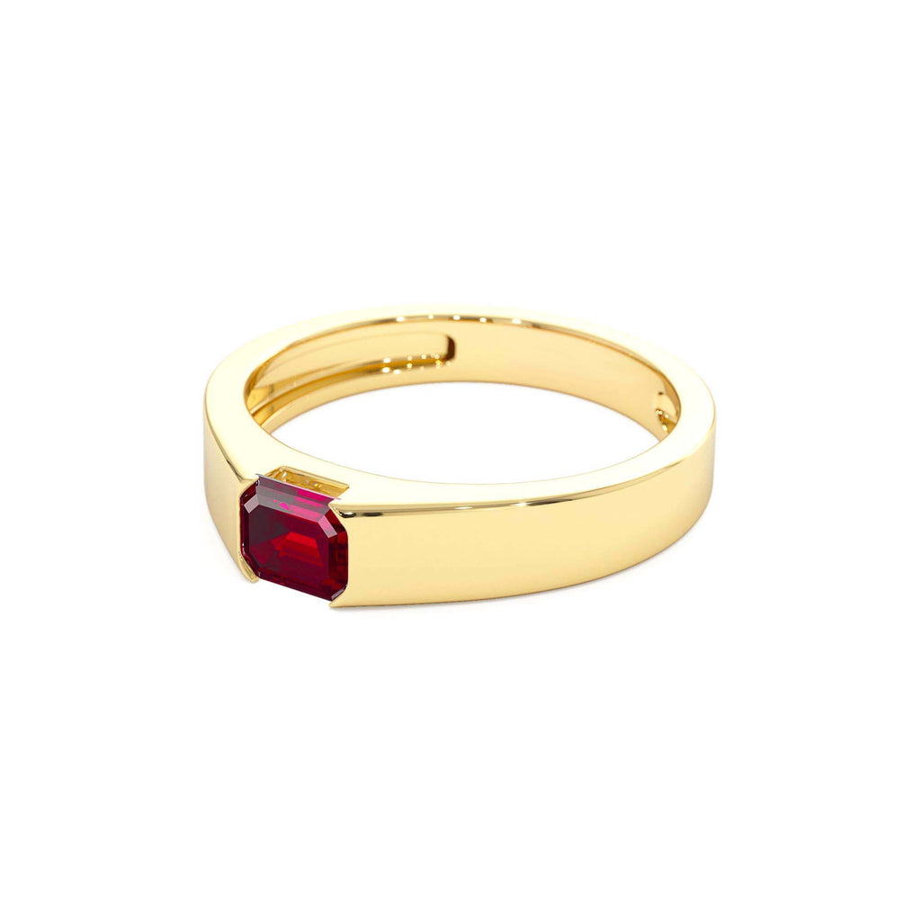 14k Emerald Cut Ruby Solitaire Ring - view 4