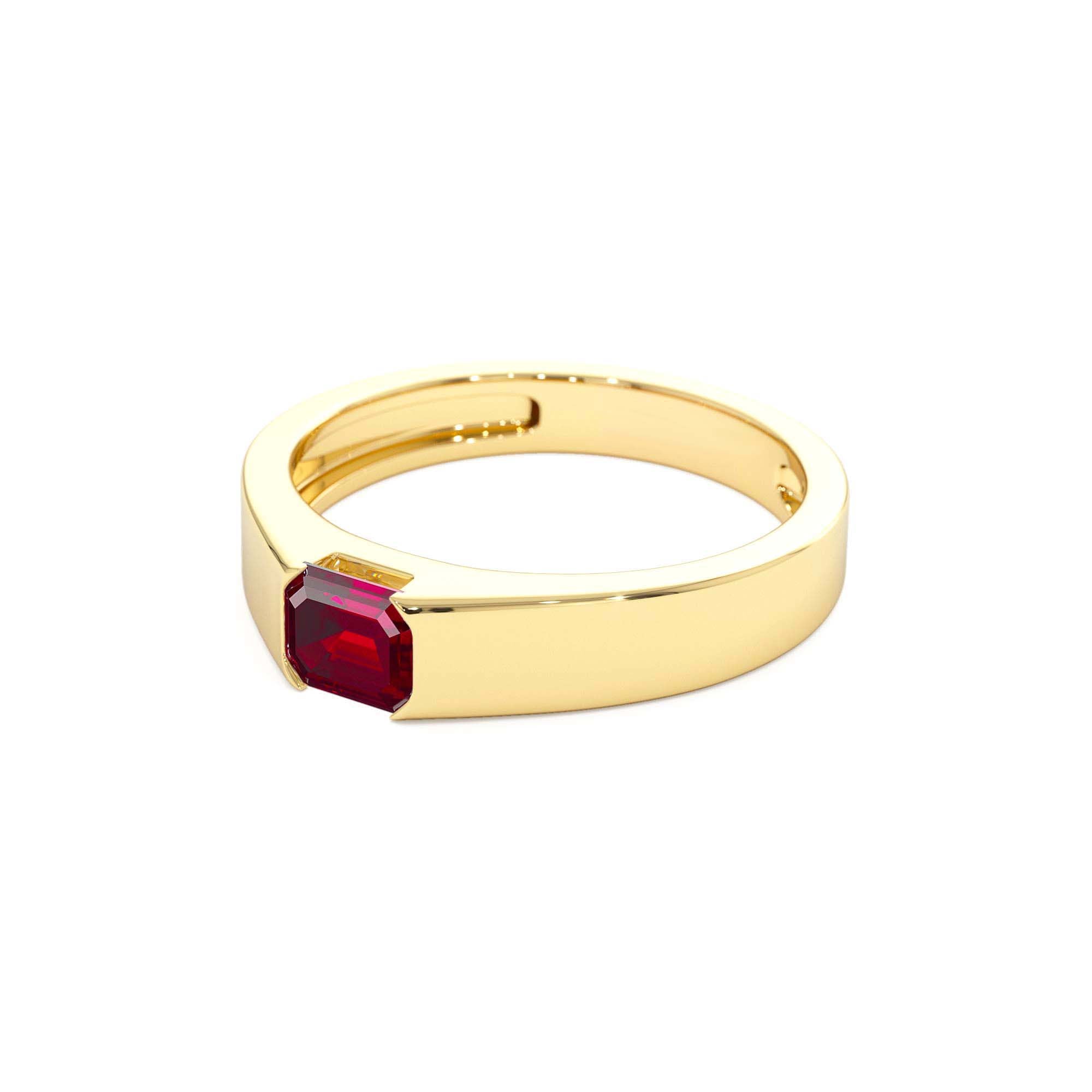 14k Emerald Cut Ruby Solitaire Ring - view 4