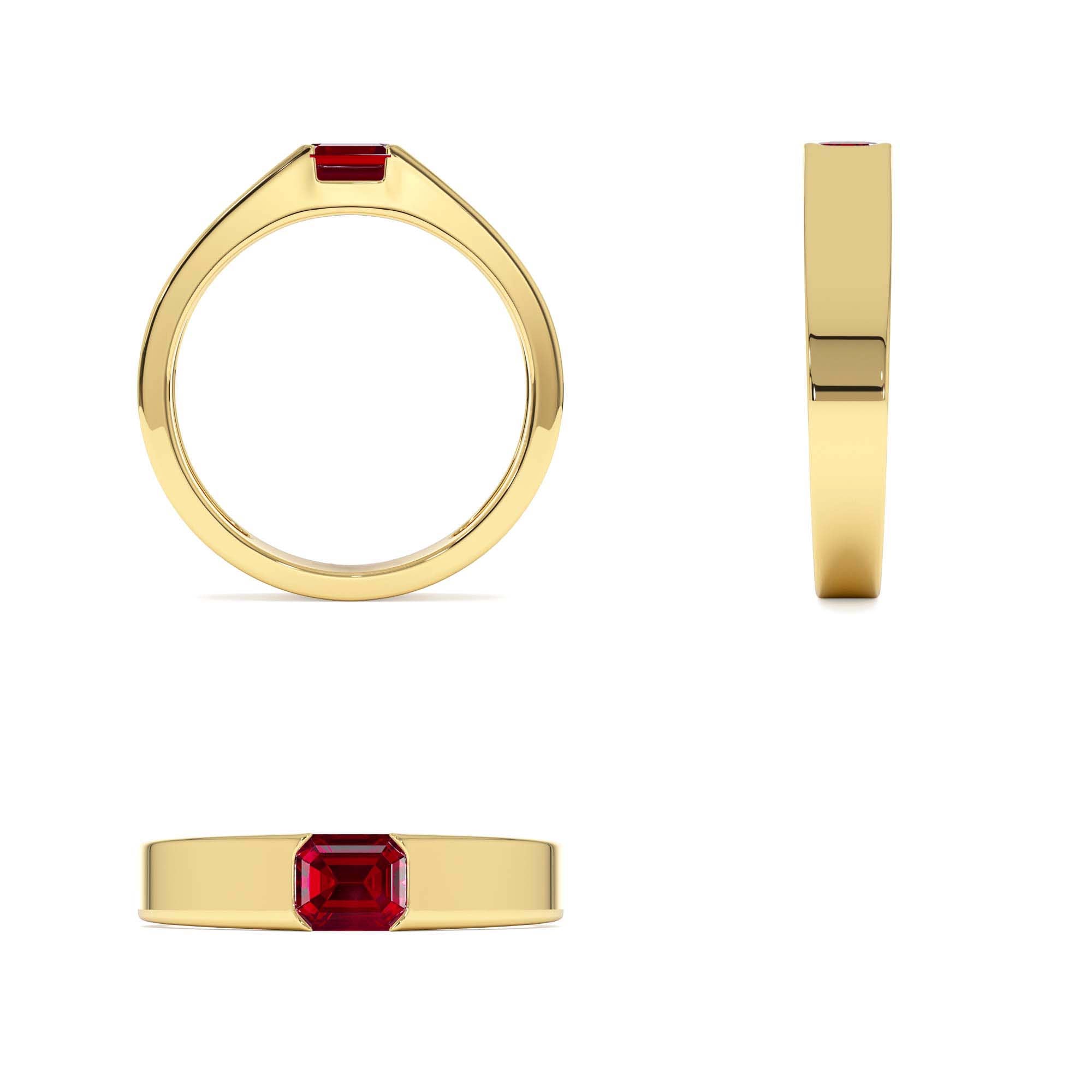 14k Emerald Cut Ruby Solitaire Ring - view 5