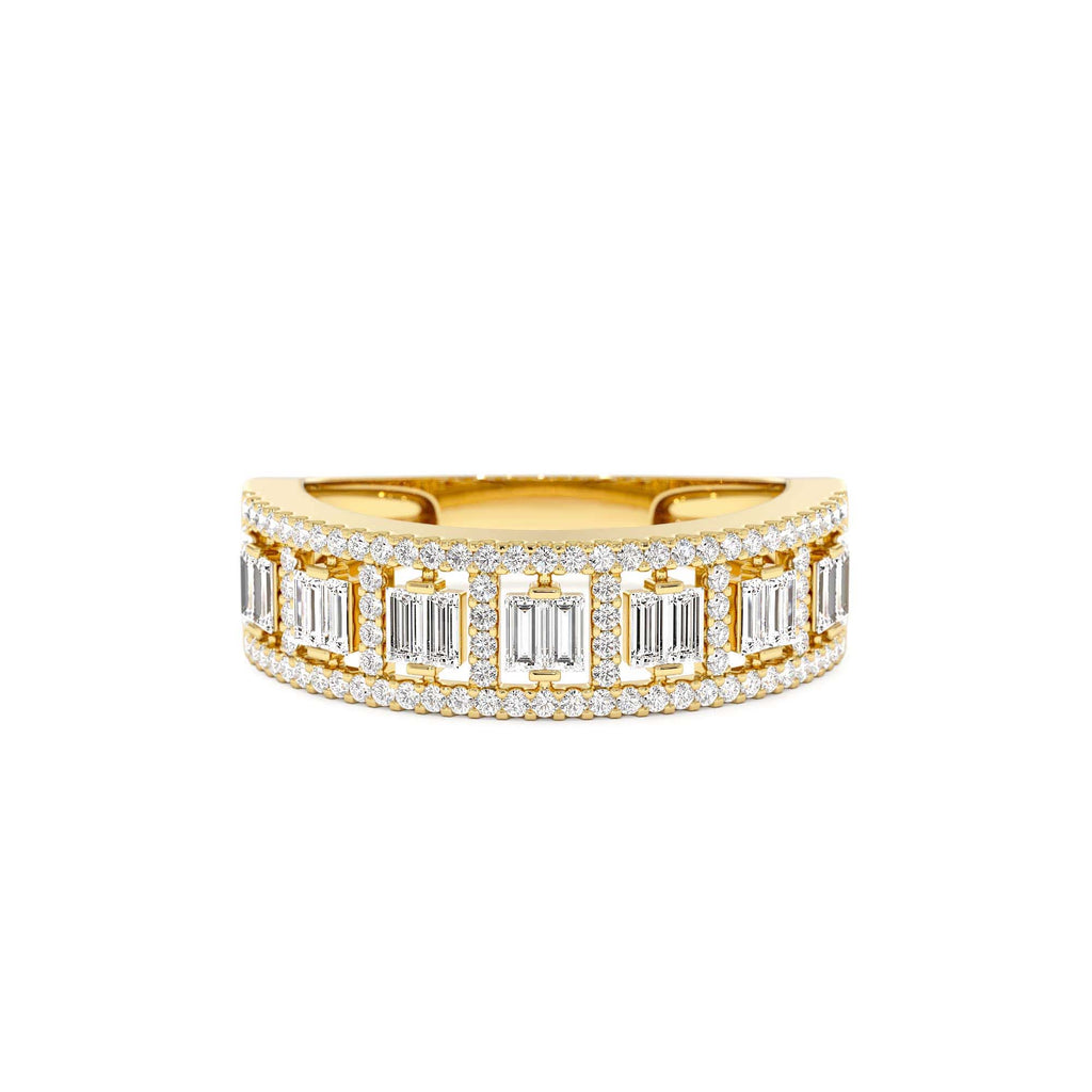 14k Wide Diamond Baguette Pave Ring by Orlina Fine