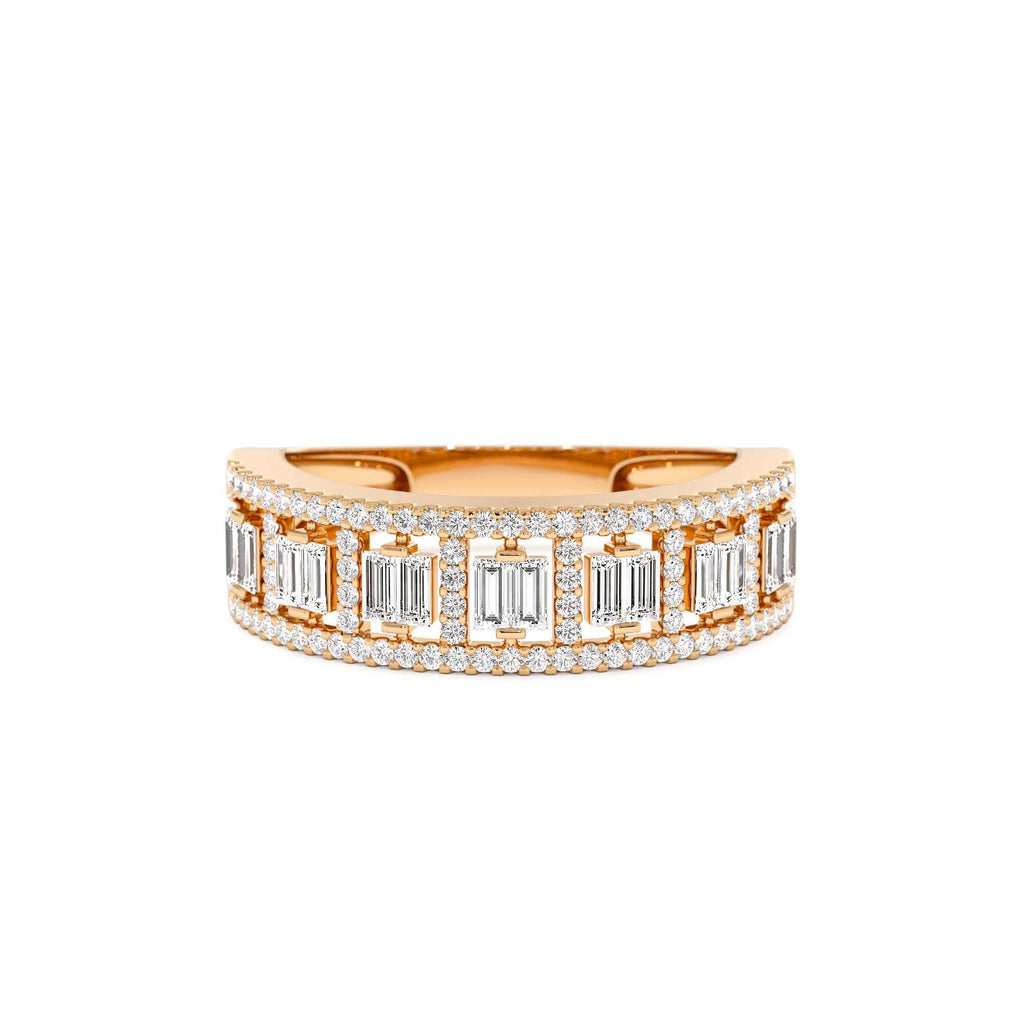 14k Wide Diamond Baguette Pave Ring - view 2