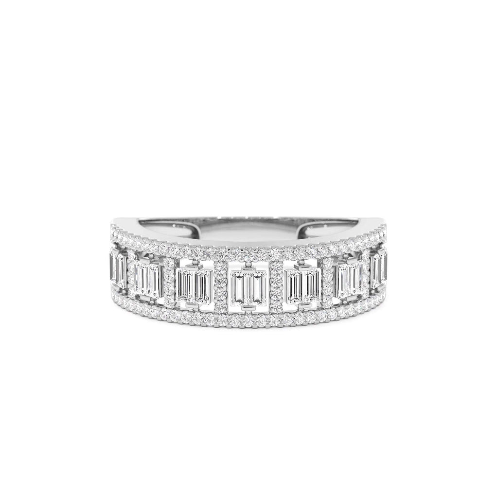 14k Wide Diamond Baguette Pave Ring - view 3