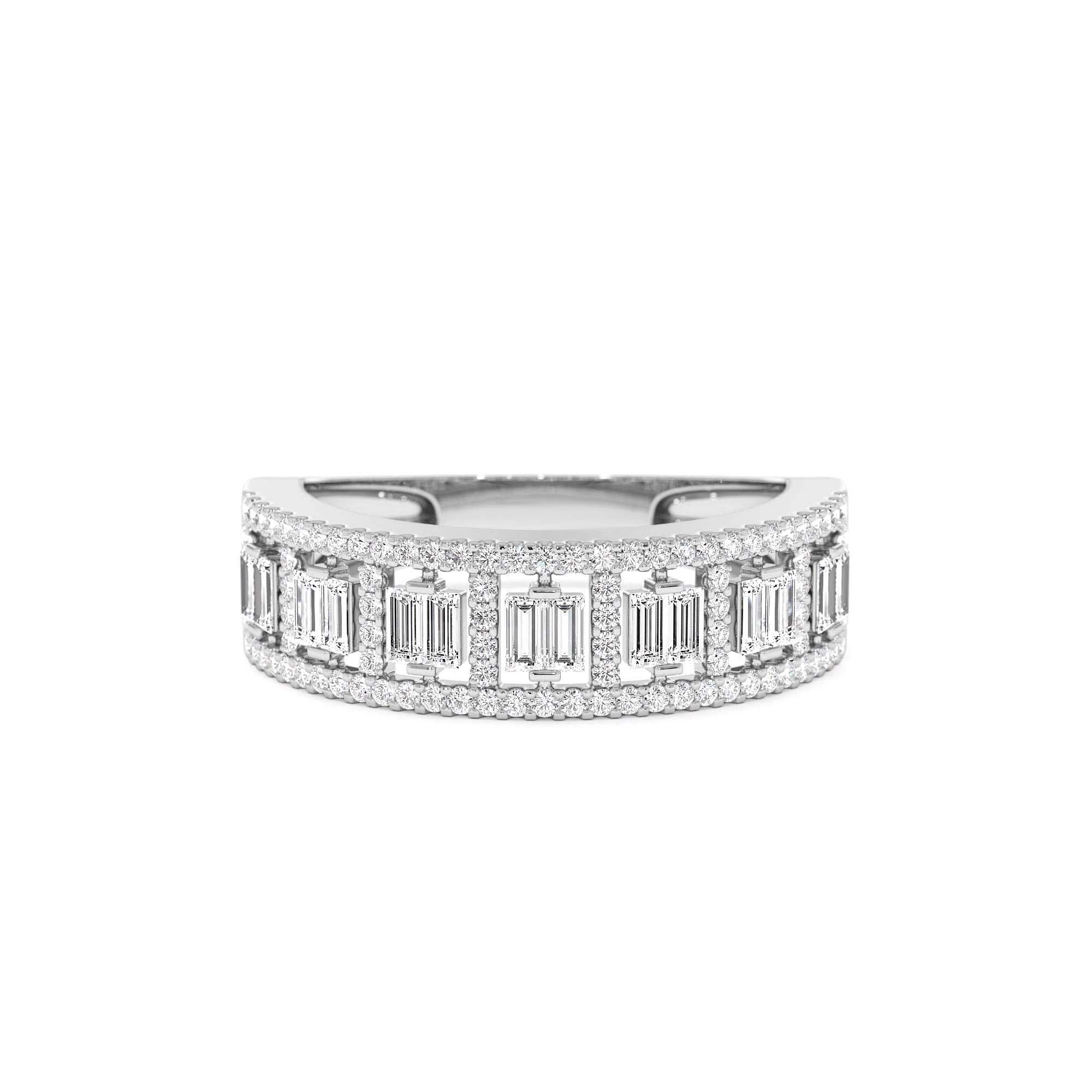 14k Wide Diamond Baguette Pave Ring - view 3