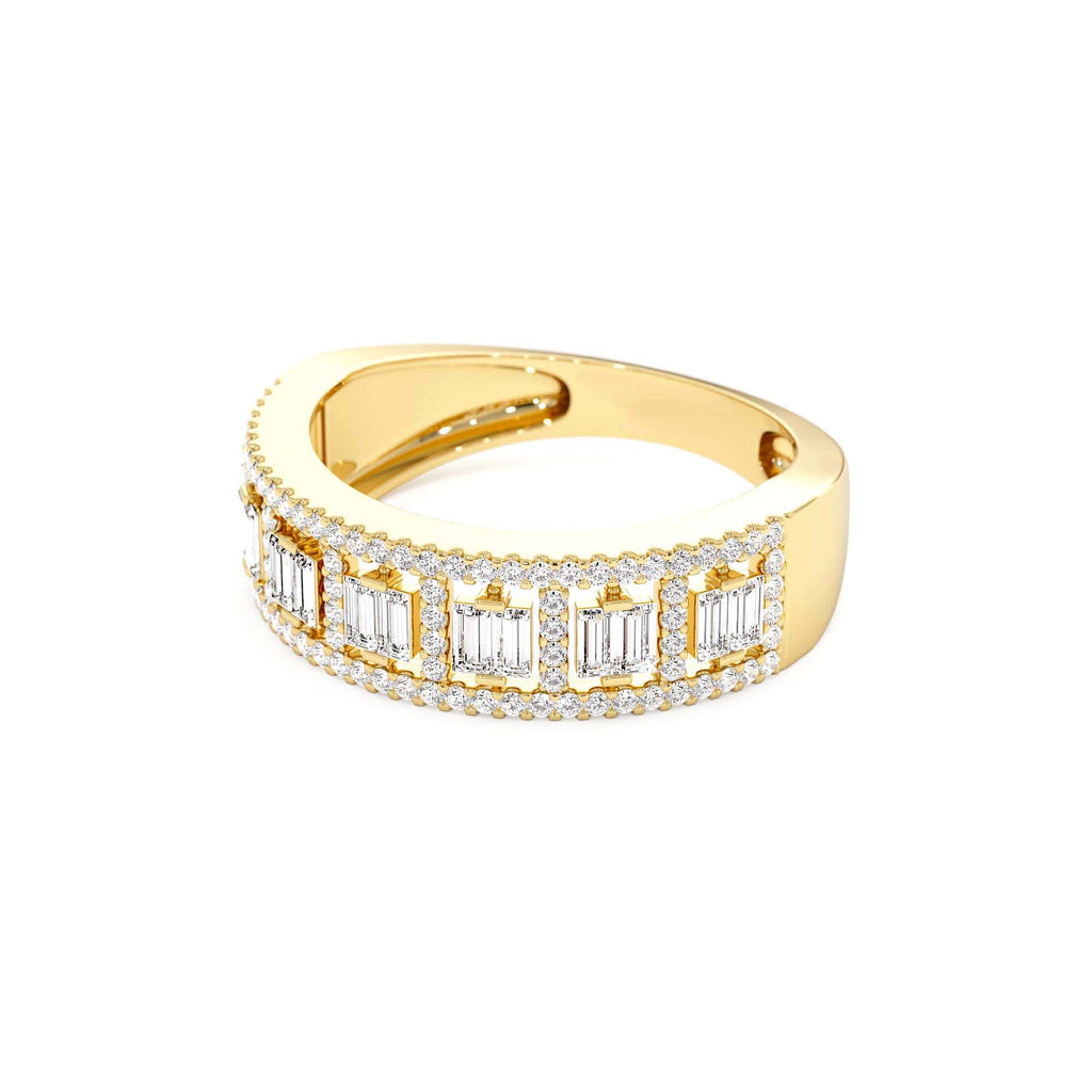 14k Wide Diamond Baguette Pave Ring - view 4