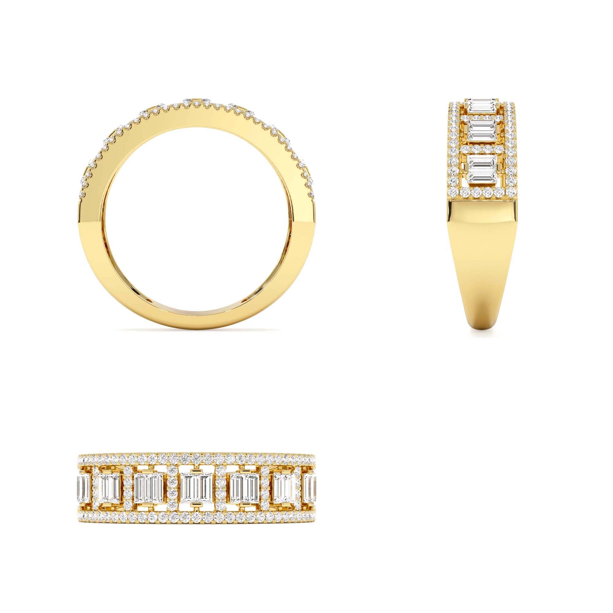 14k Wide Diamond Baguette Pave Ring - view 5