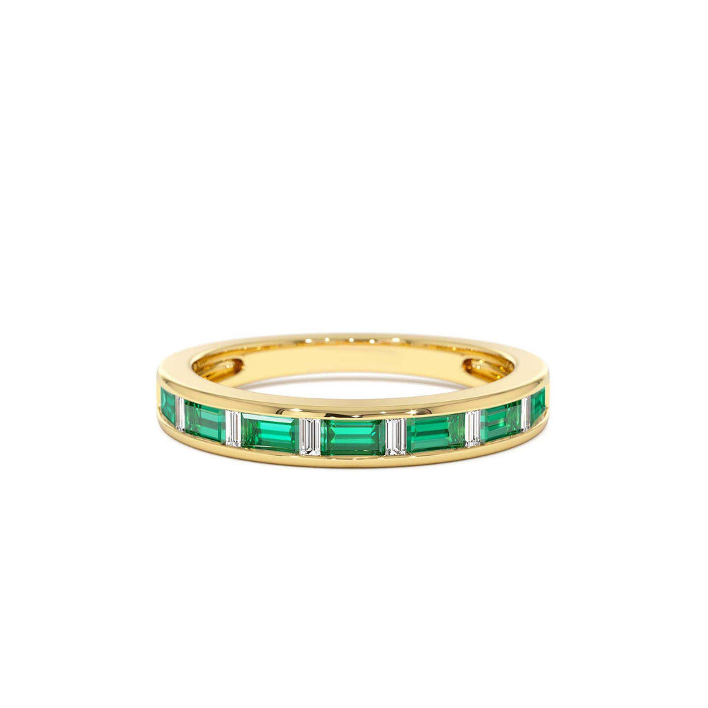 14k Bagguette Diamond & Emerald Ring by Orlina Fine