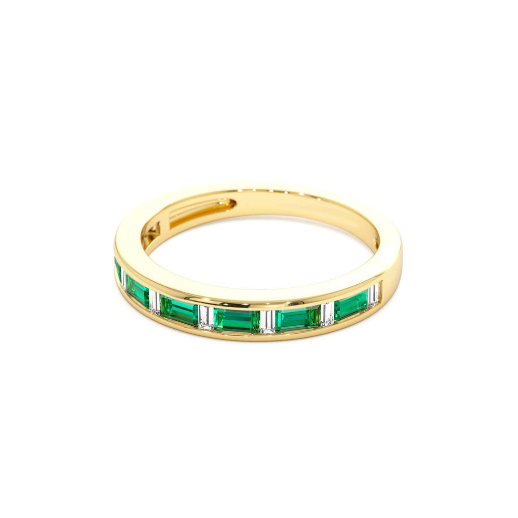 14k Bagguette Diamond & Emerald Ring - view 4