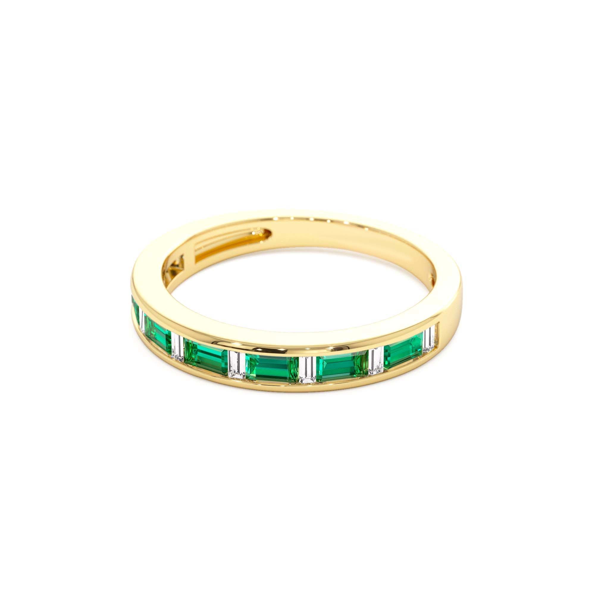 14k Bagguette Diamond & Emerald Ring - view 4