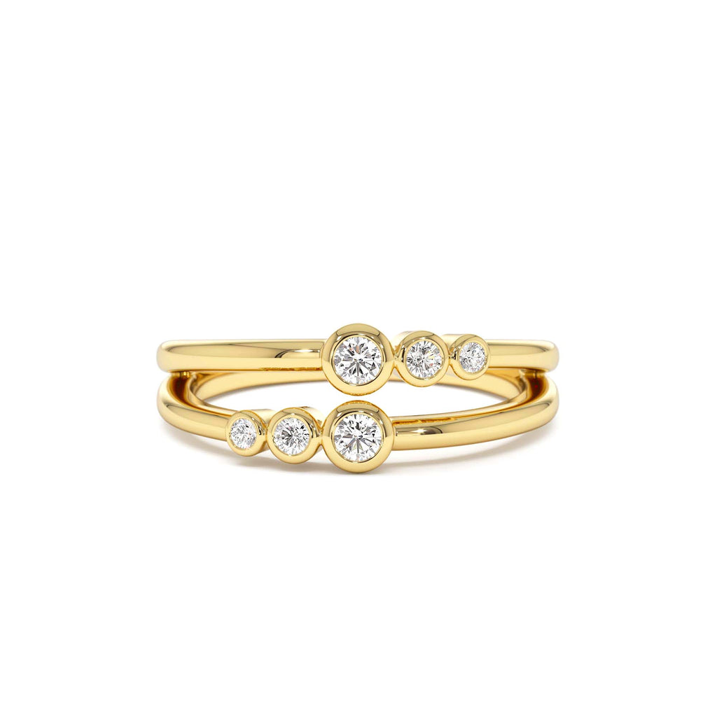 14K Double Row Bezel Setting Diamond Ring by Orlina Fine