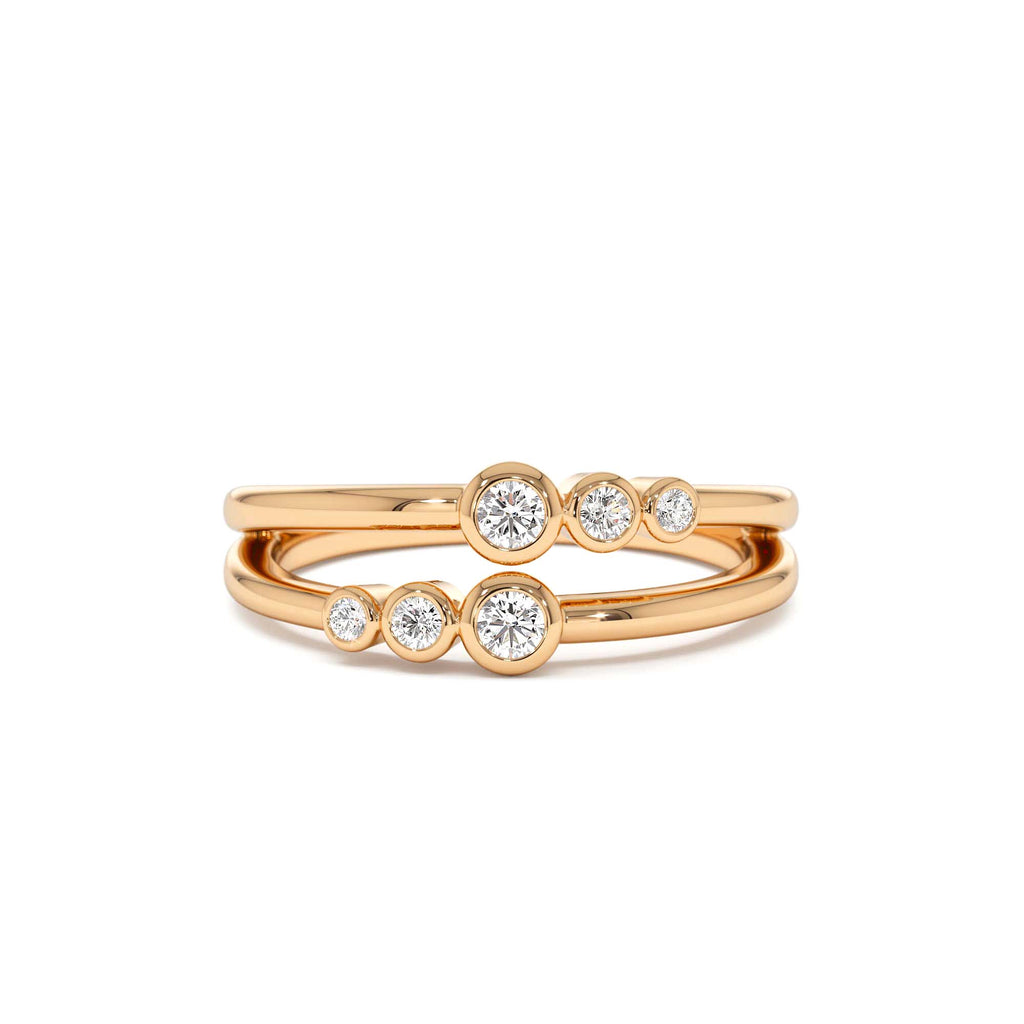 14K Double Row Bezel Setting Diamond Ring - view 2