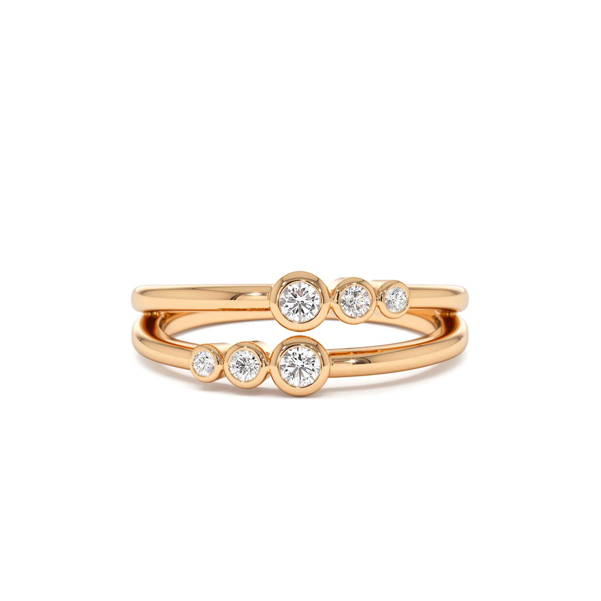 14K Double Row Bezel Setting Diamond Ring - view 2