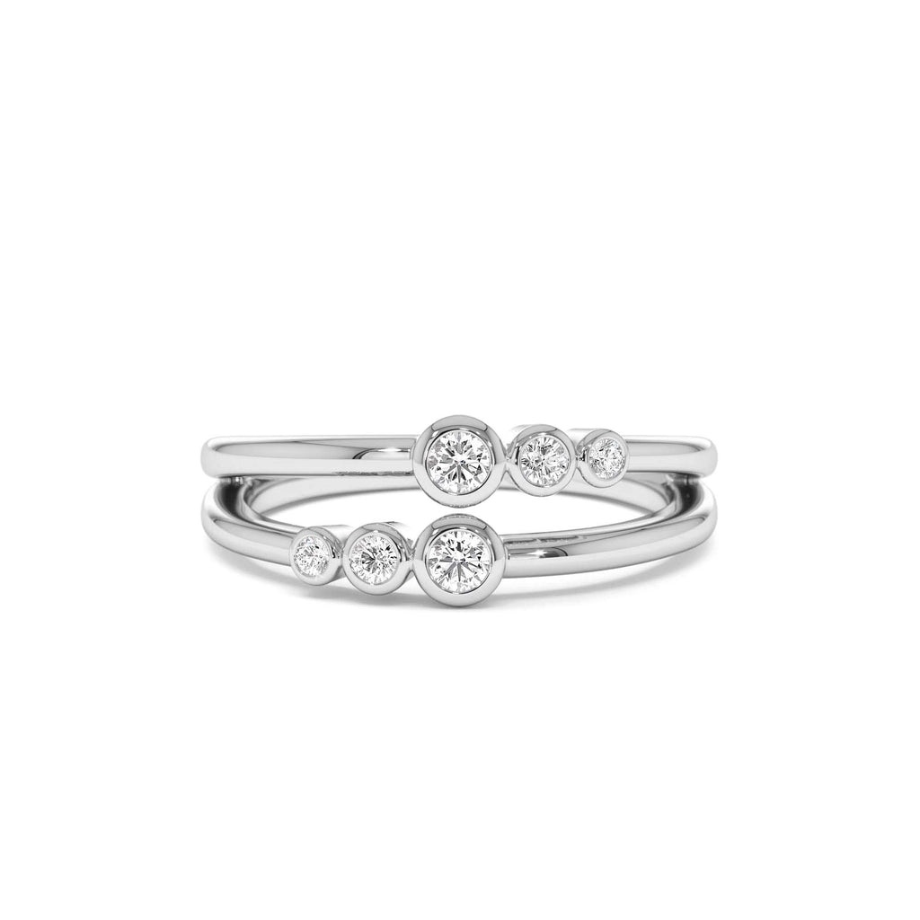 14K Double Row Bezel Setting Diamond Ring - view 3