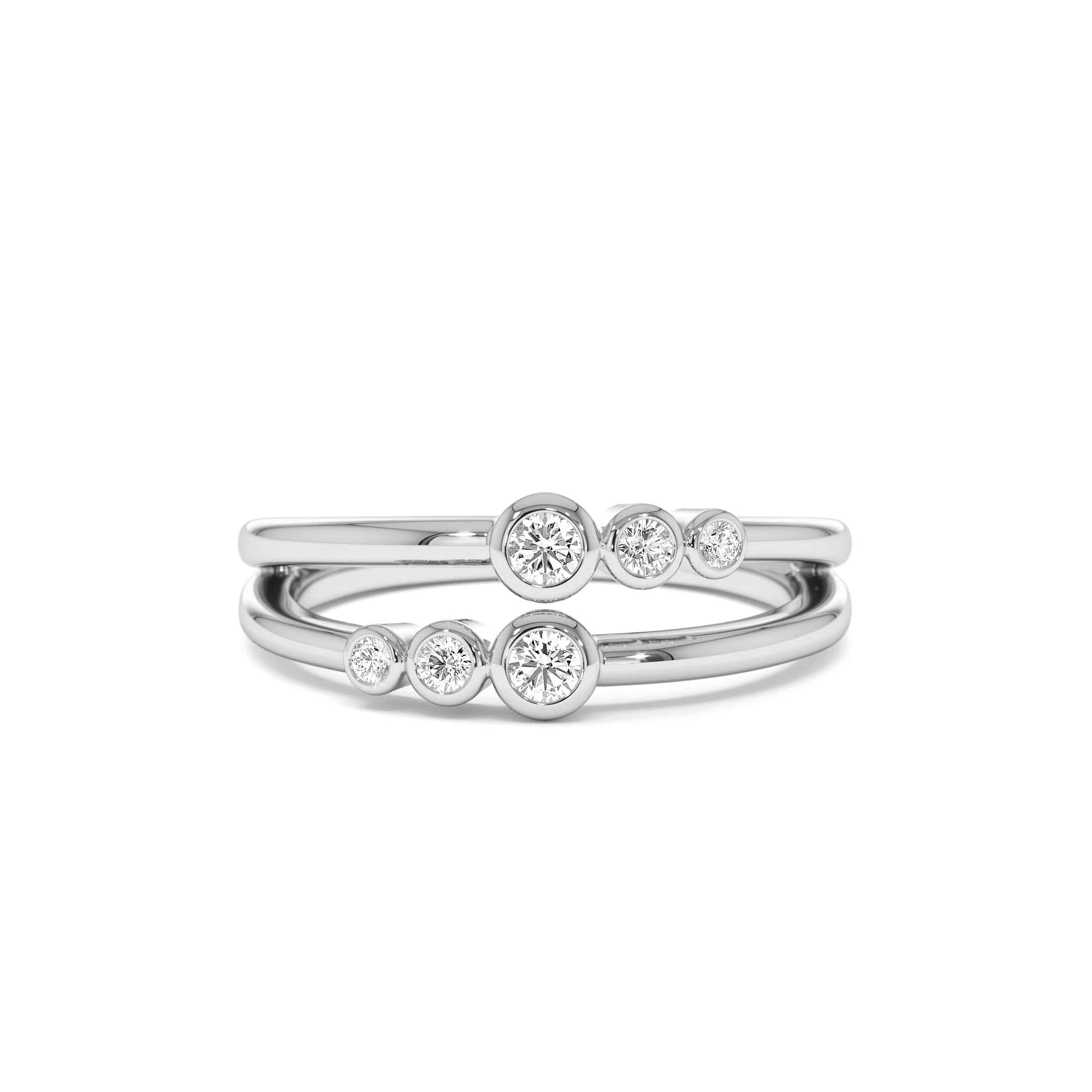 14K Double Row Bezel Setting Diamond Ring - view 3