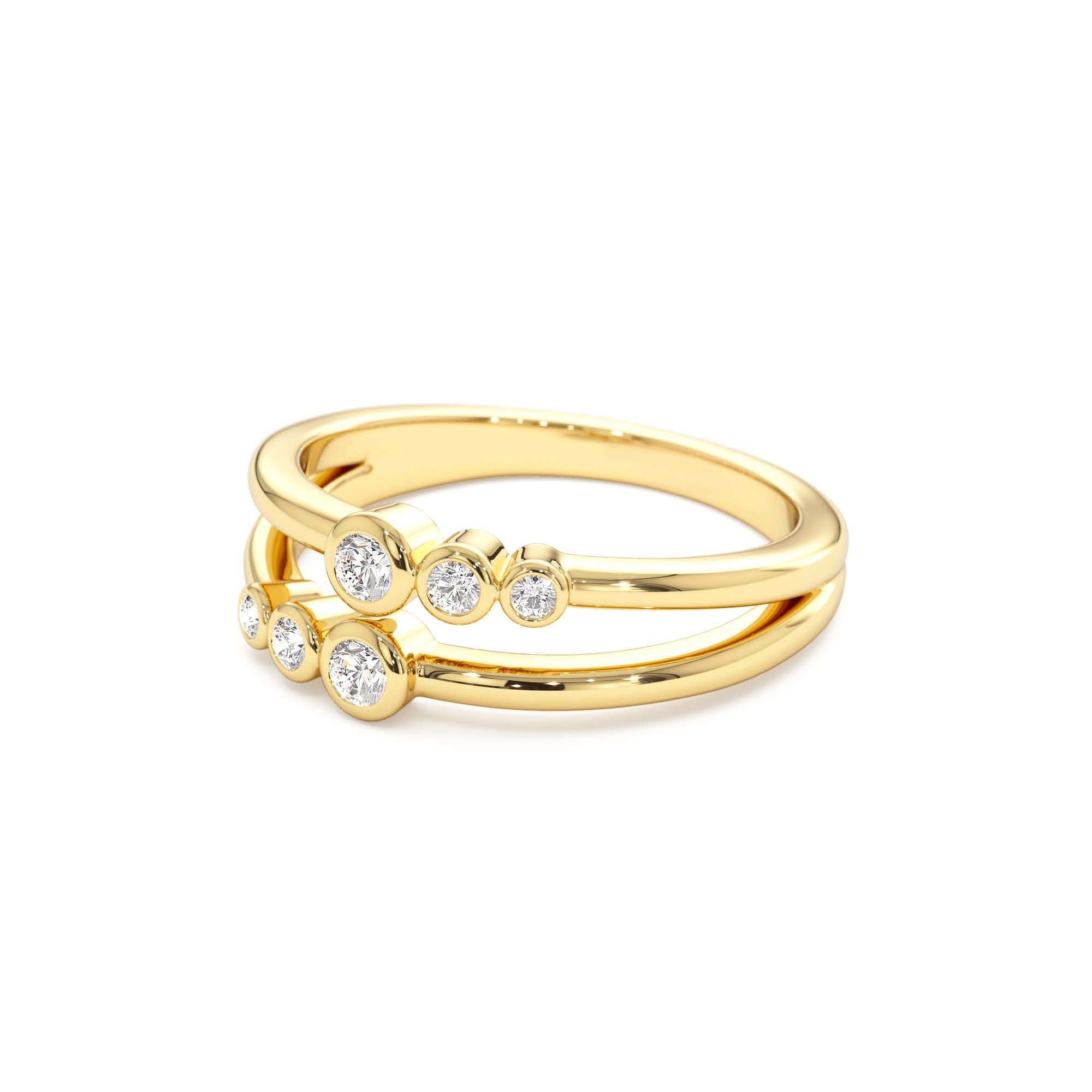 14K Double Row Bezel Setting Diamond Ring - view 4