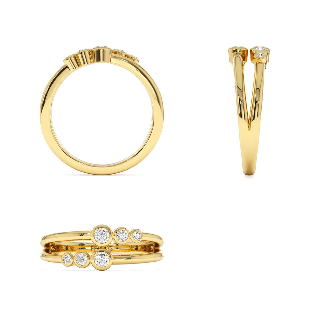 14K Double Row Bezel Setting Diamond Ring - view 5