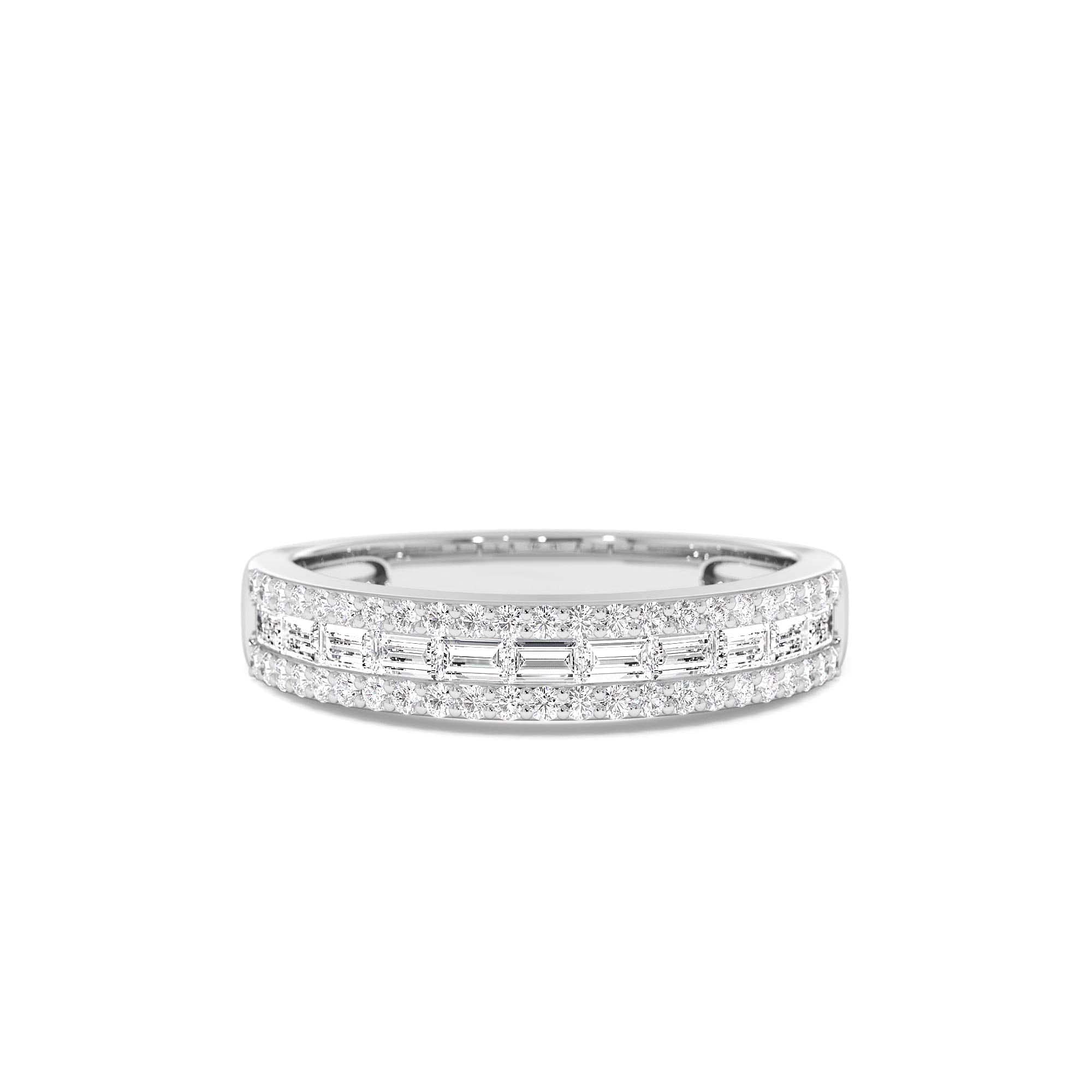 14k Horizontal Set Baguette Diamond Anniversary Band - view 2