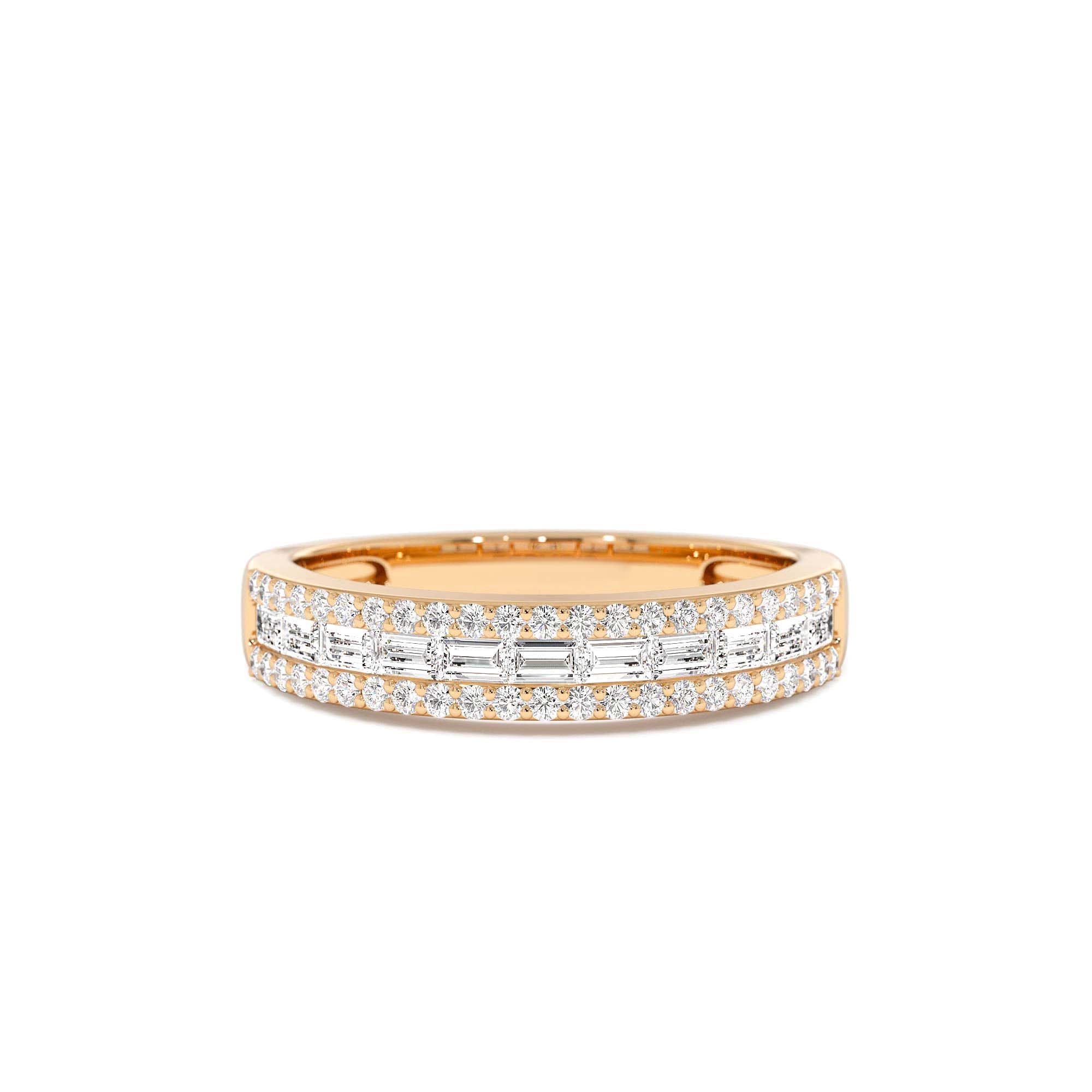 14k Horizontal Set Baguette Diamond Anniversary Band - view 3