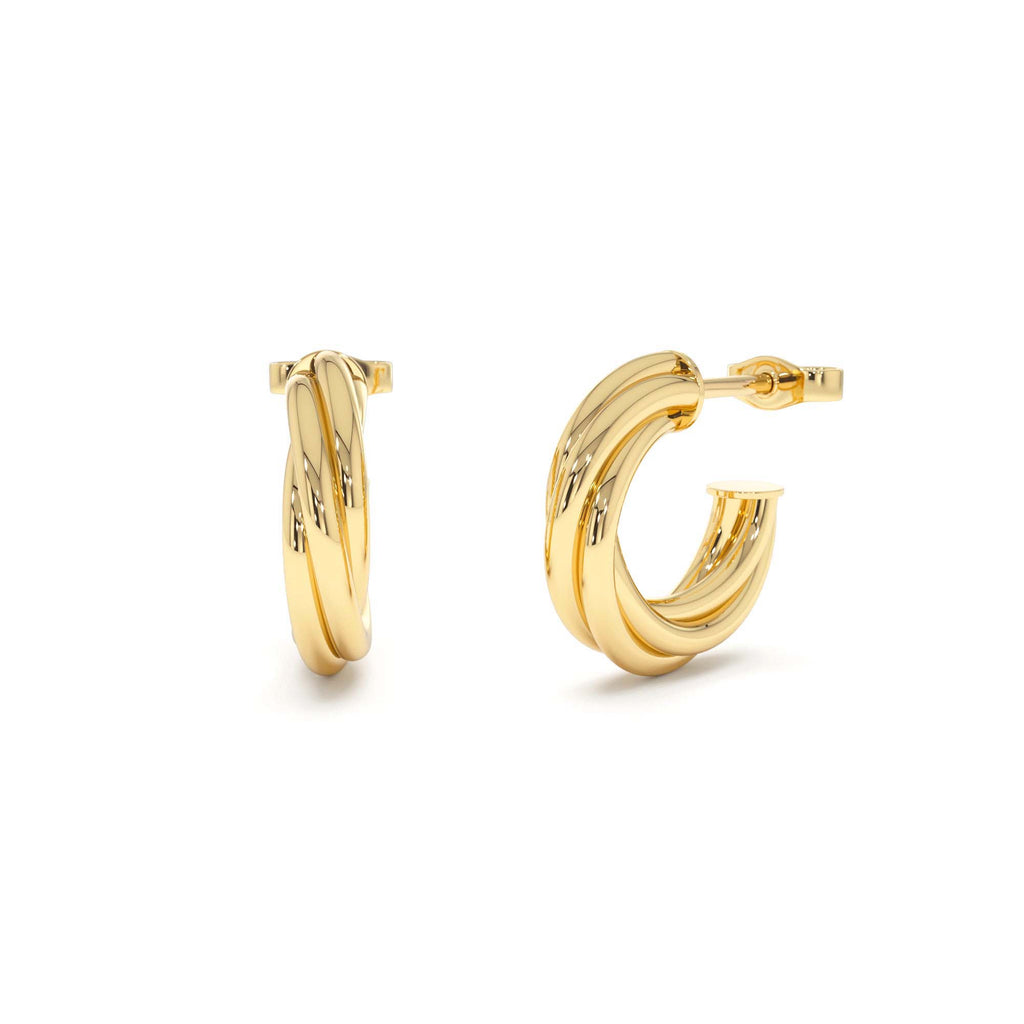 14K Gold Bold Twisted Curve Earrings by Orlina Fine