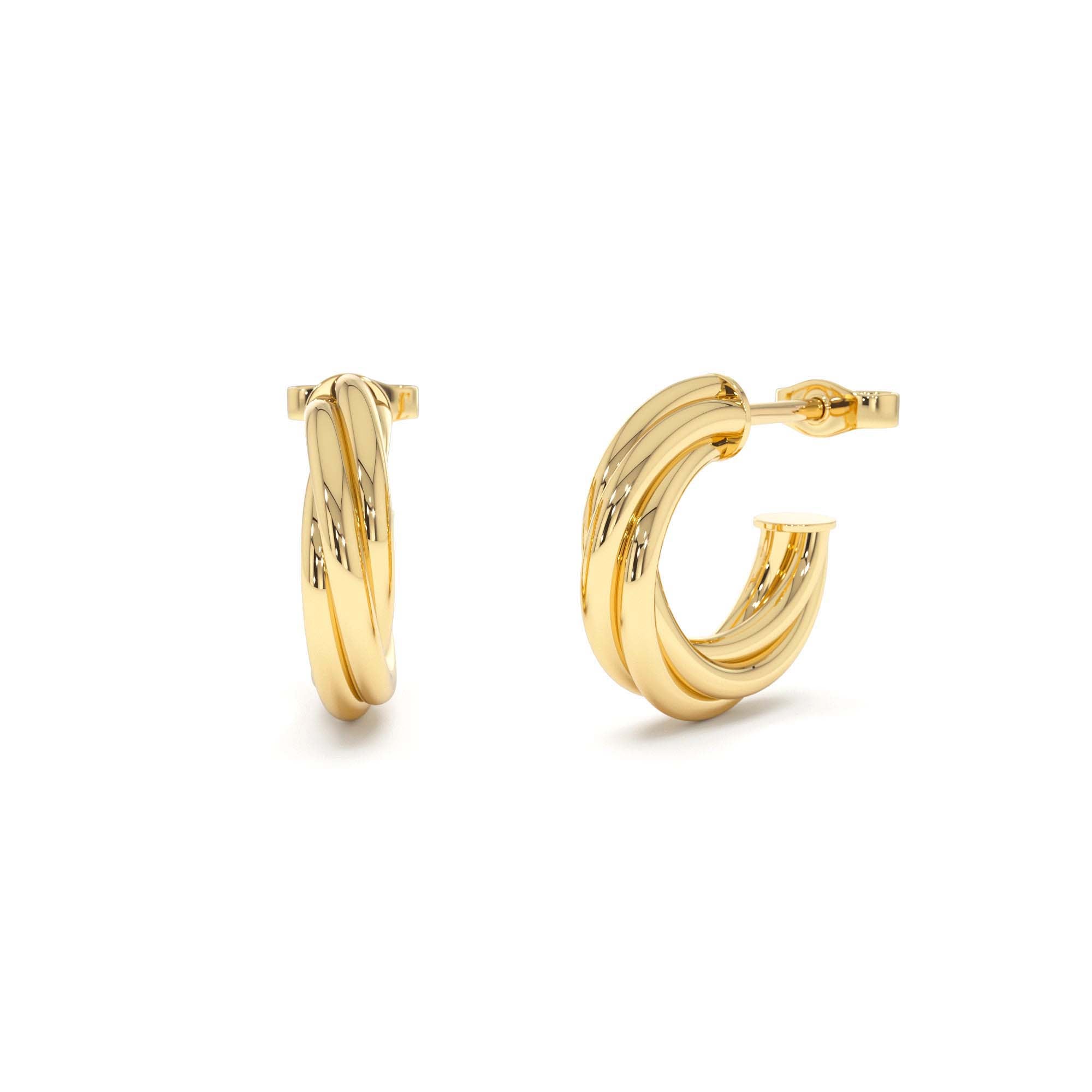 14K Gold Bold Twisted Curve Earrings by Orlina Fine