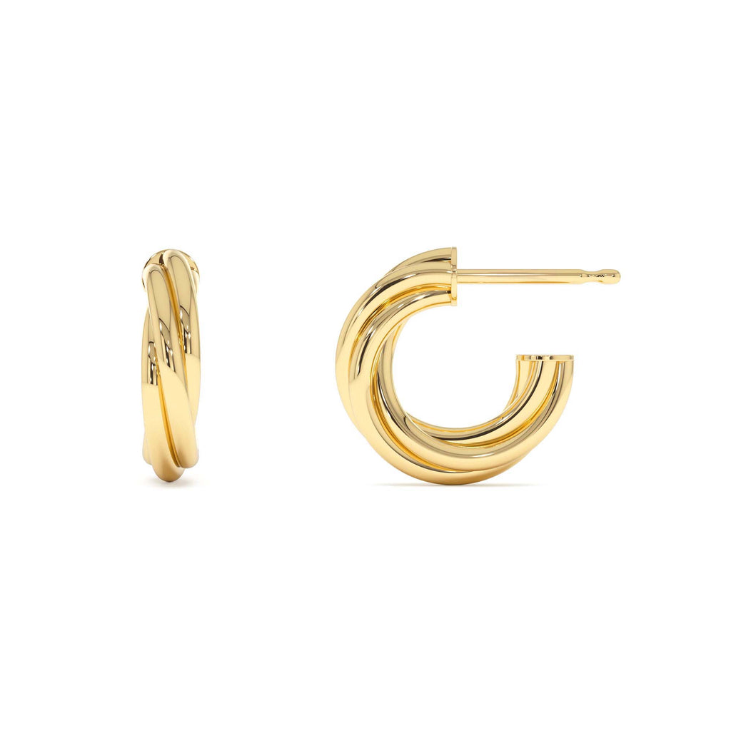 14K Gold Bold Twisted Curve Earrings - view 2