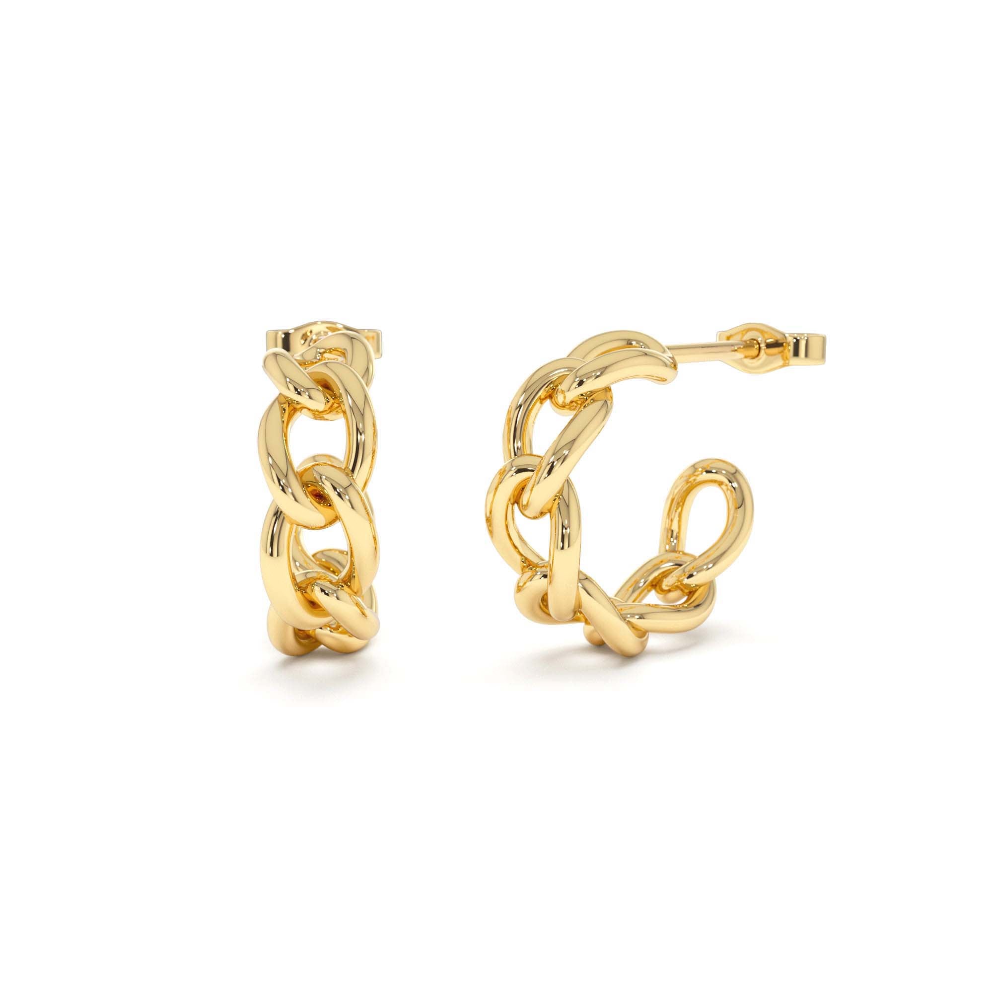14K Gold 15MM Link Hoops by Orlina Fine