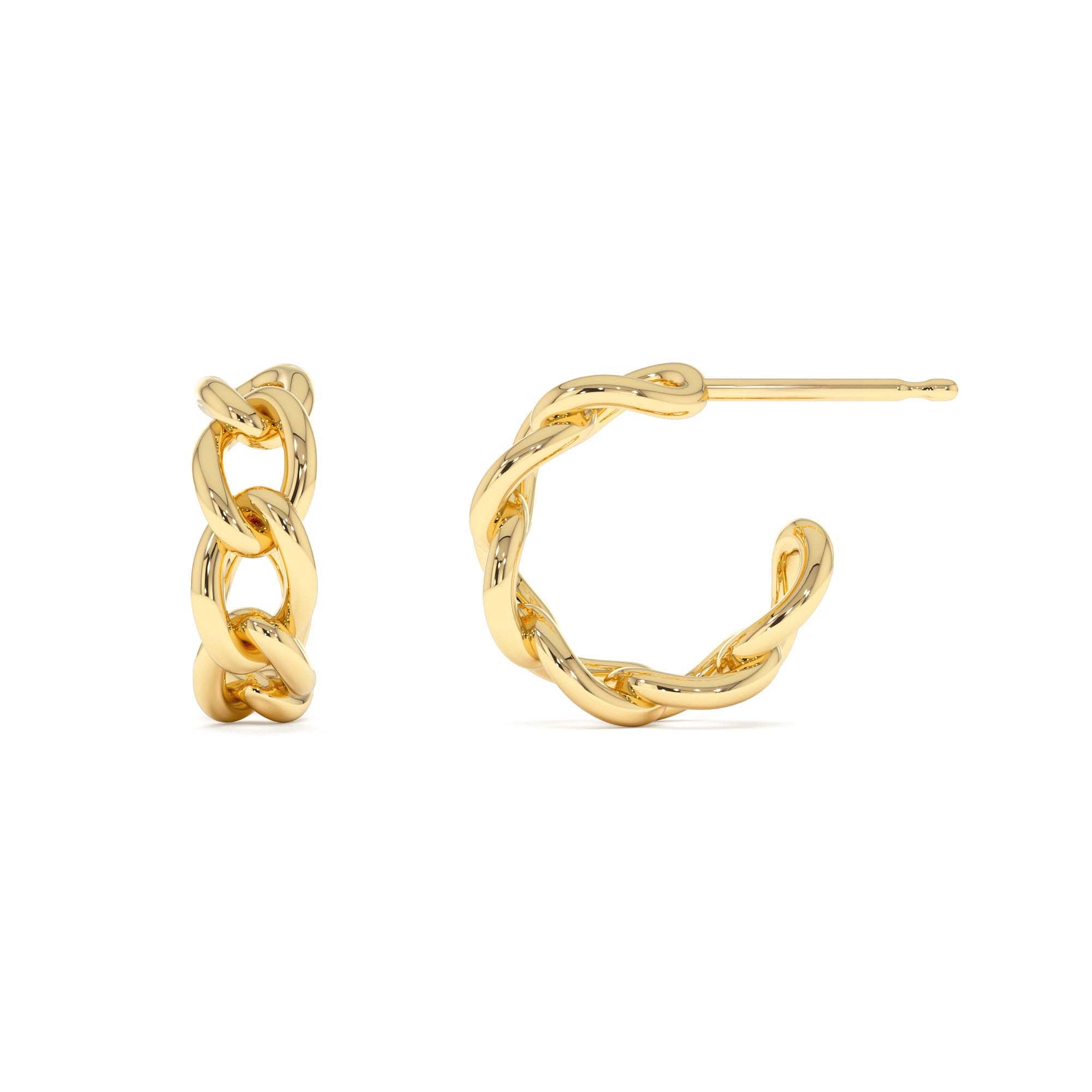 14K Gold 15MM Link Hoops - view 2