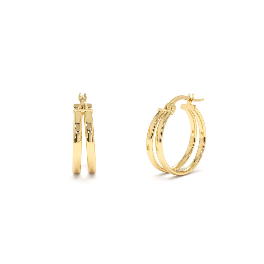 14K Gold 16MM Dual Row Hoops by Orlina Fine