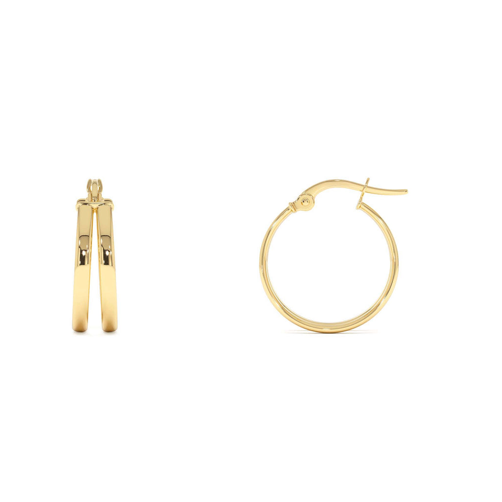 14K Gold 16MM Dual Row Hoops - view 2