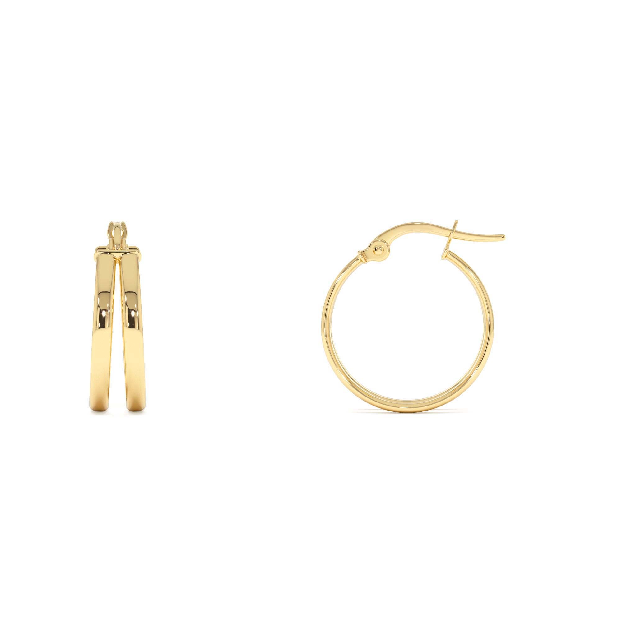 14K Gold 16MM Dual Row Hoops - view 2