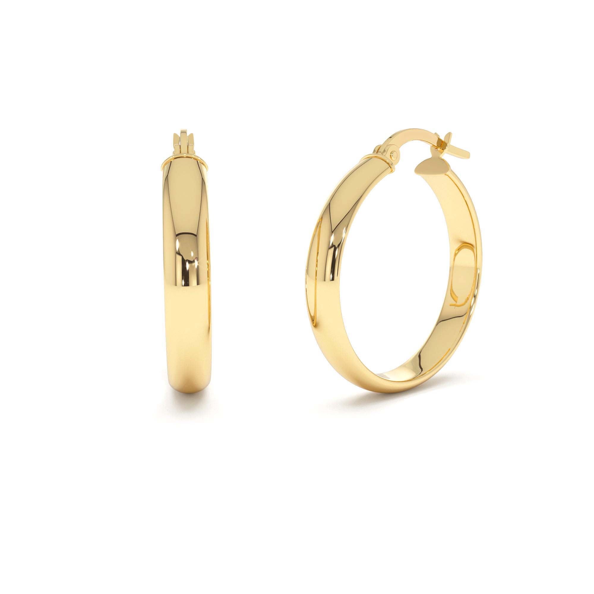 14K Gold 4MM Medium Hoops by Orlina Fine